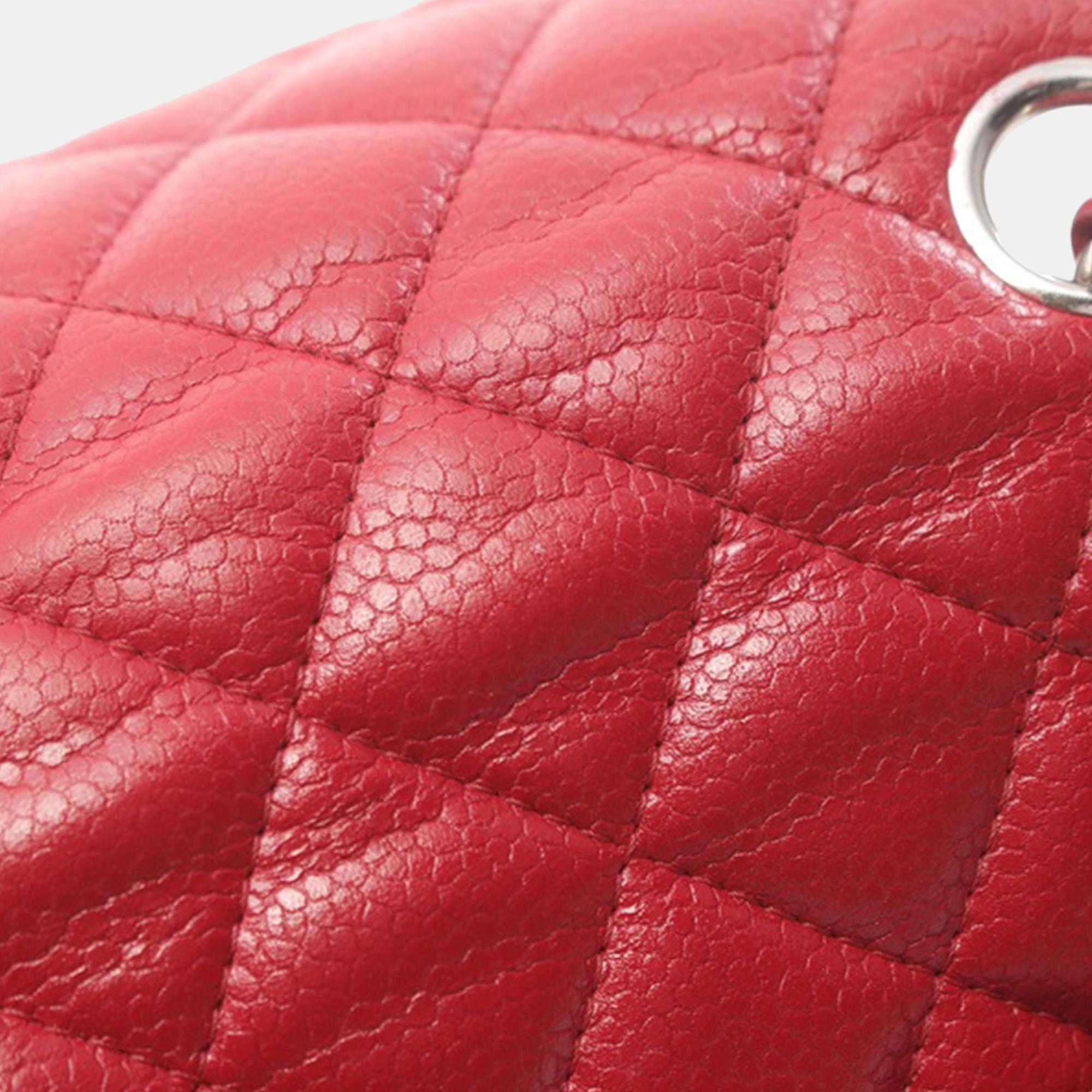 Chanel Red Mini Square Classic Caviar Single Flap