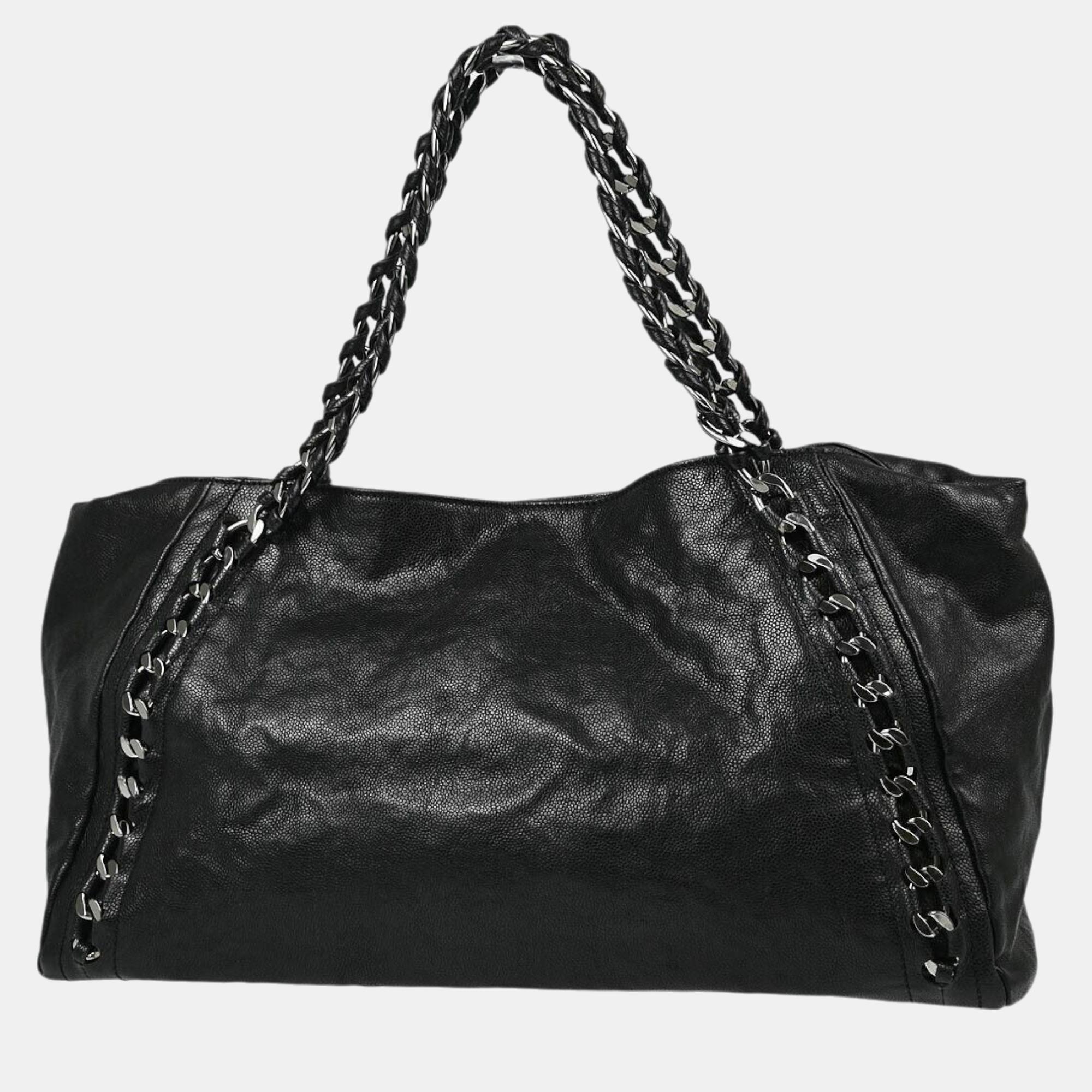 Chanel Black Calfskin Luxury Tote Bag