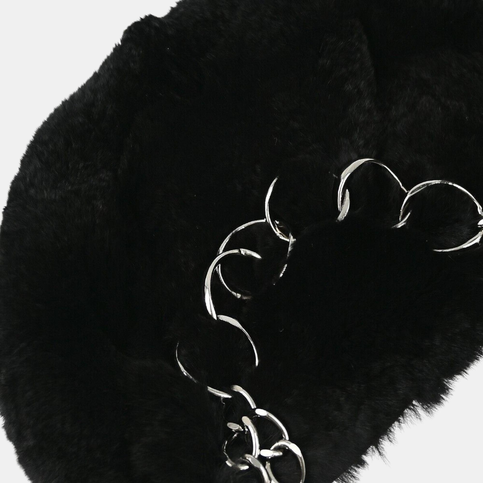 Chanel Black Fur Chain Handbag