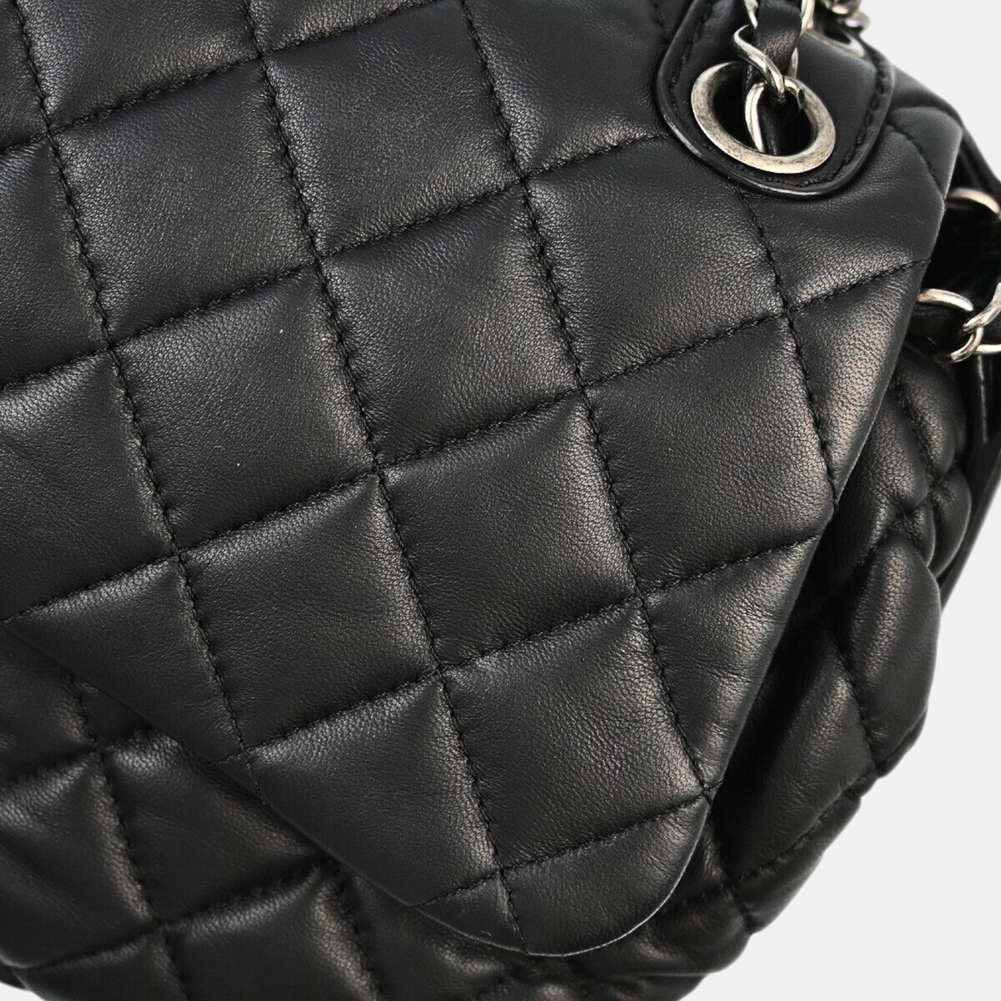 Chanel Black Lambskin Double Chain Shoulder Bag