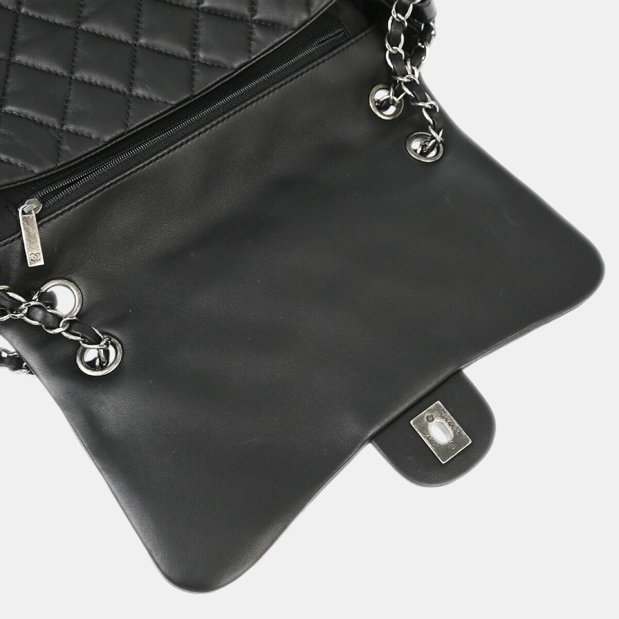 Chanel Black Lambskin Double Chain Shoulder Bag