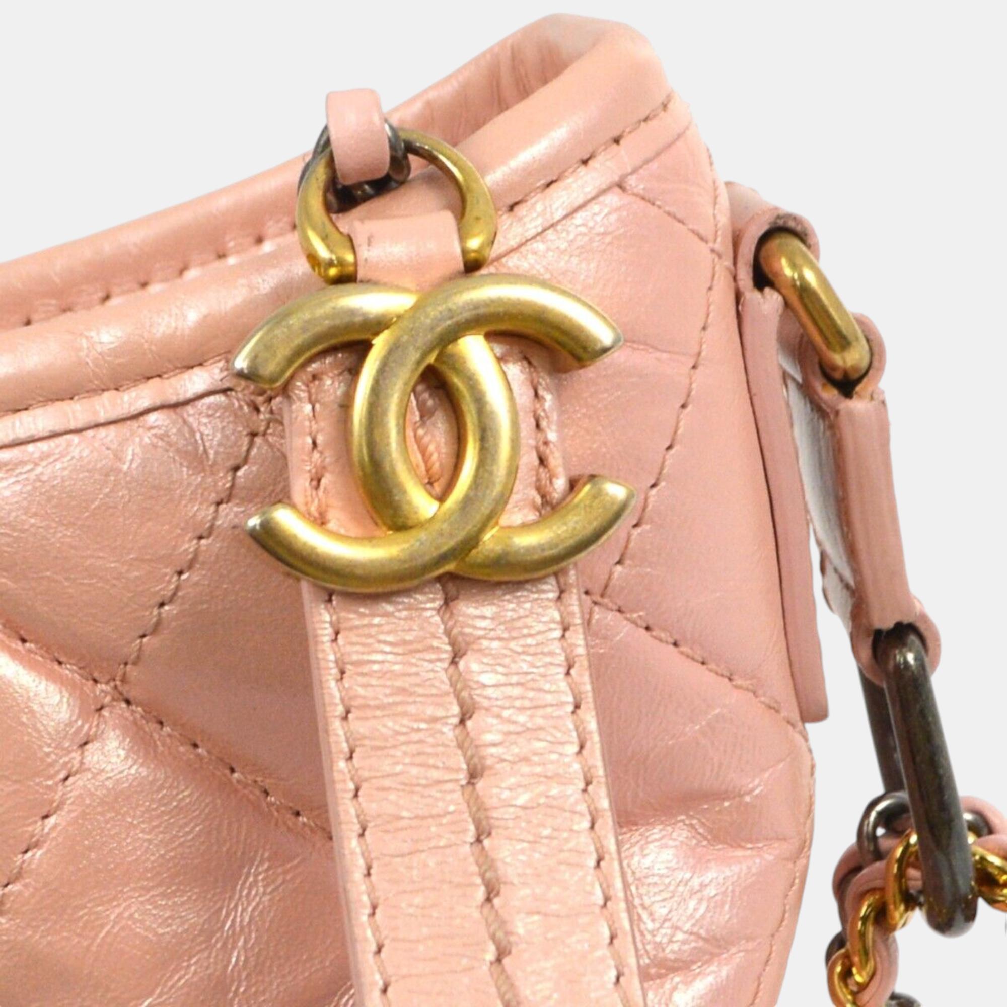 Chanel Pink Lambskin Small Gabrielle Shoulder Bag