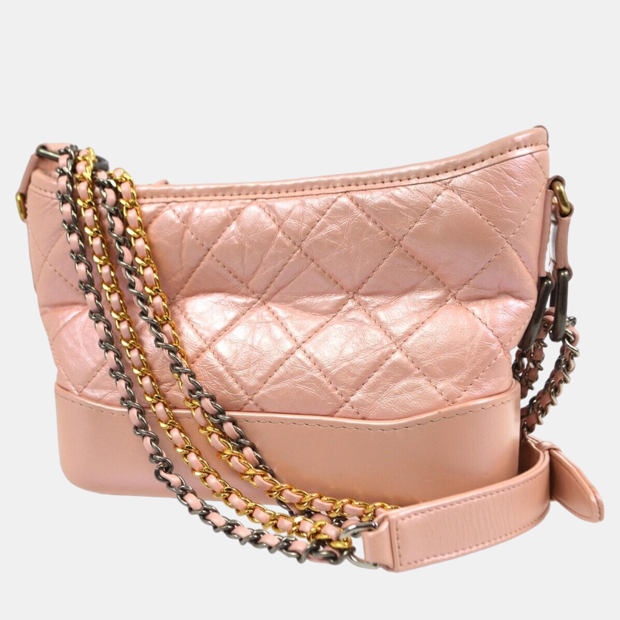 Chanel Pink Lambskin Small Gabrielle Shoulder Bag