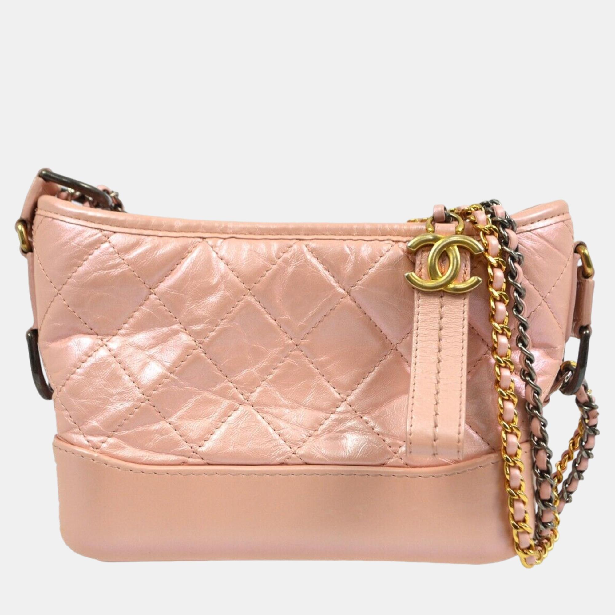 Chanel Pink Lambskin Small Gabrielle Shoulder Bag