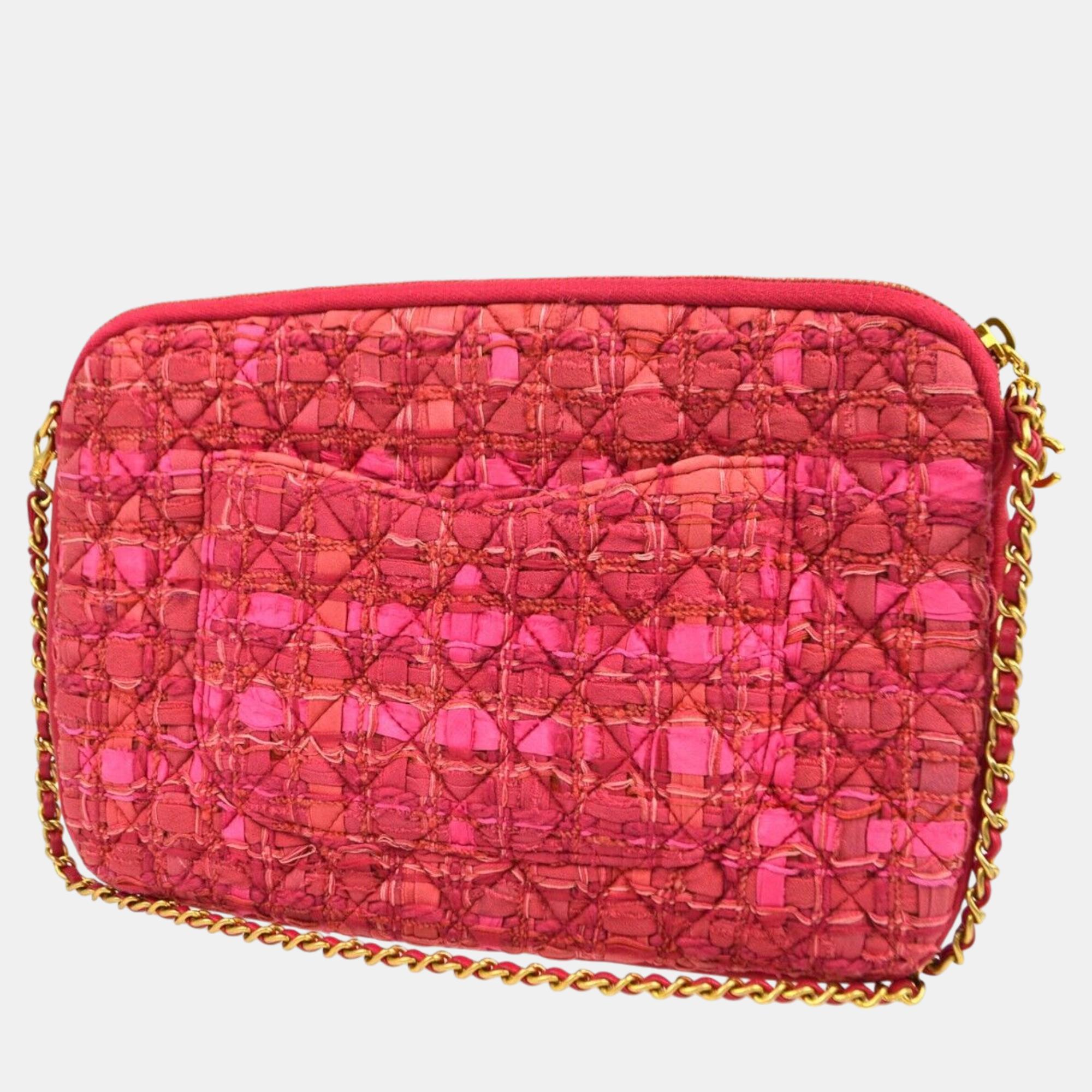 Chanel Pink Tweed Girl Chanel Shoulder Bag