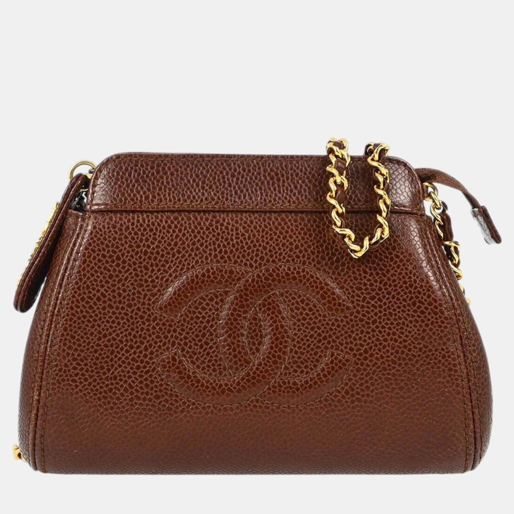 Chanel Brown Calfskin Chain Shoulder Bag