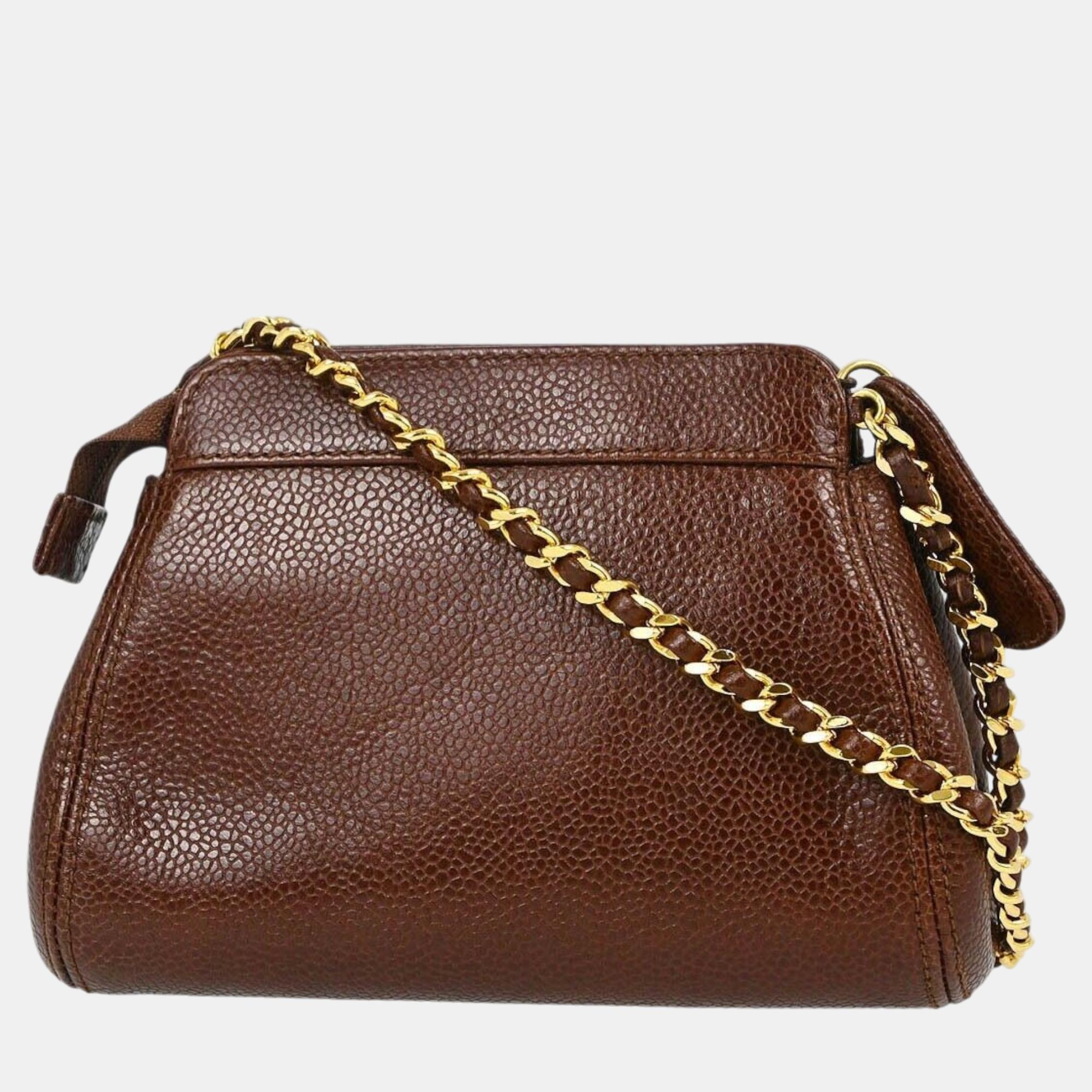 Chanel Brown Calfskin Chain Shoulder Bag