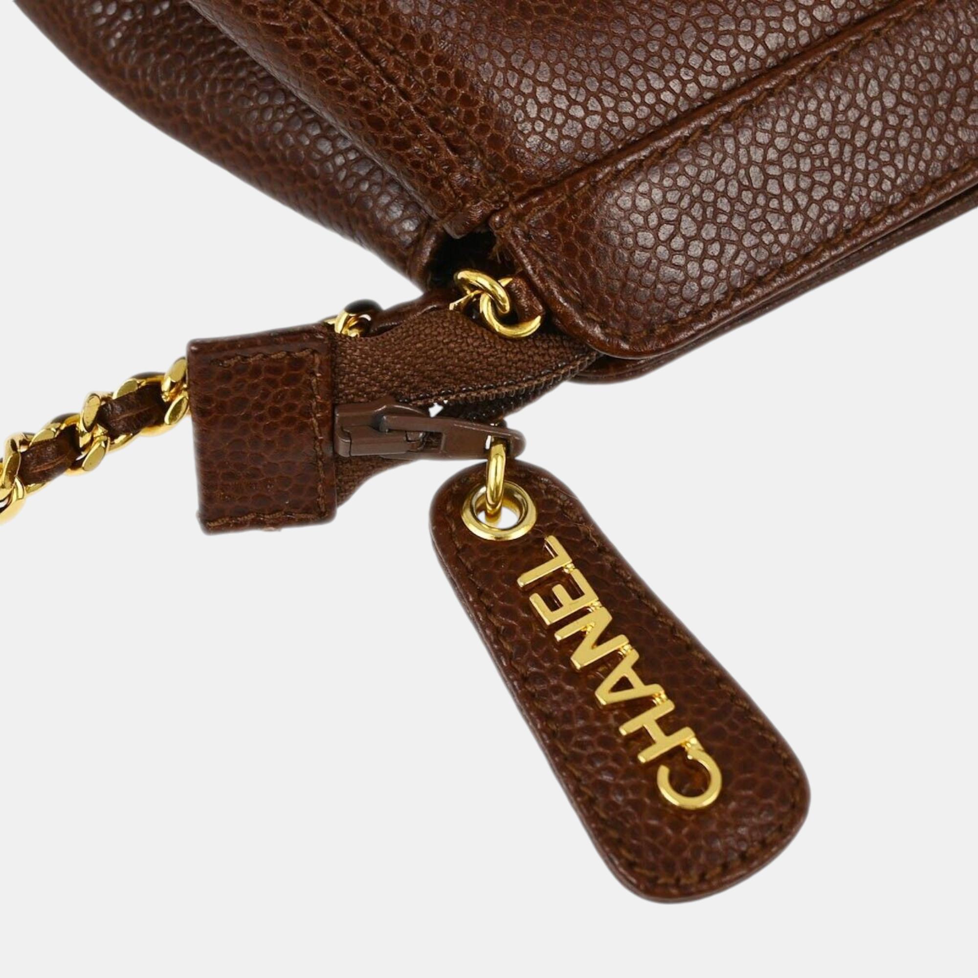 Chanel Brown Calfskin Chain Shoulder Bag