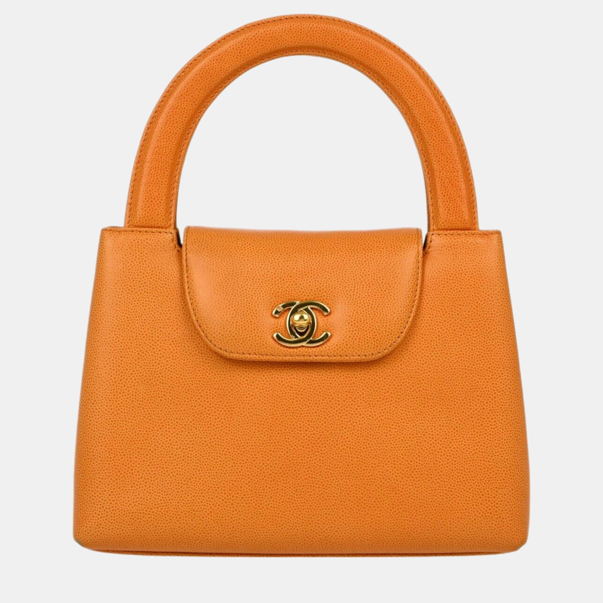 Chanel Orange Calfskin Handbag
