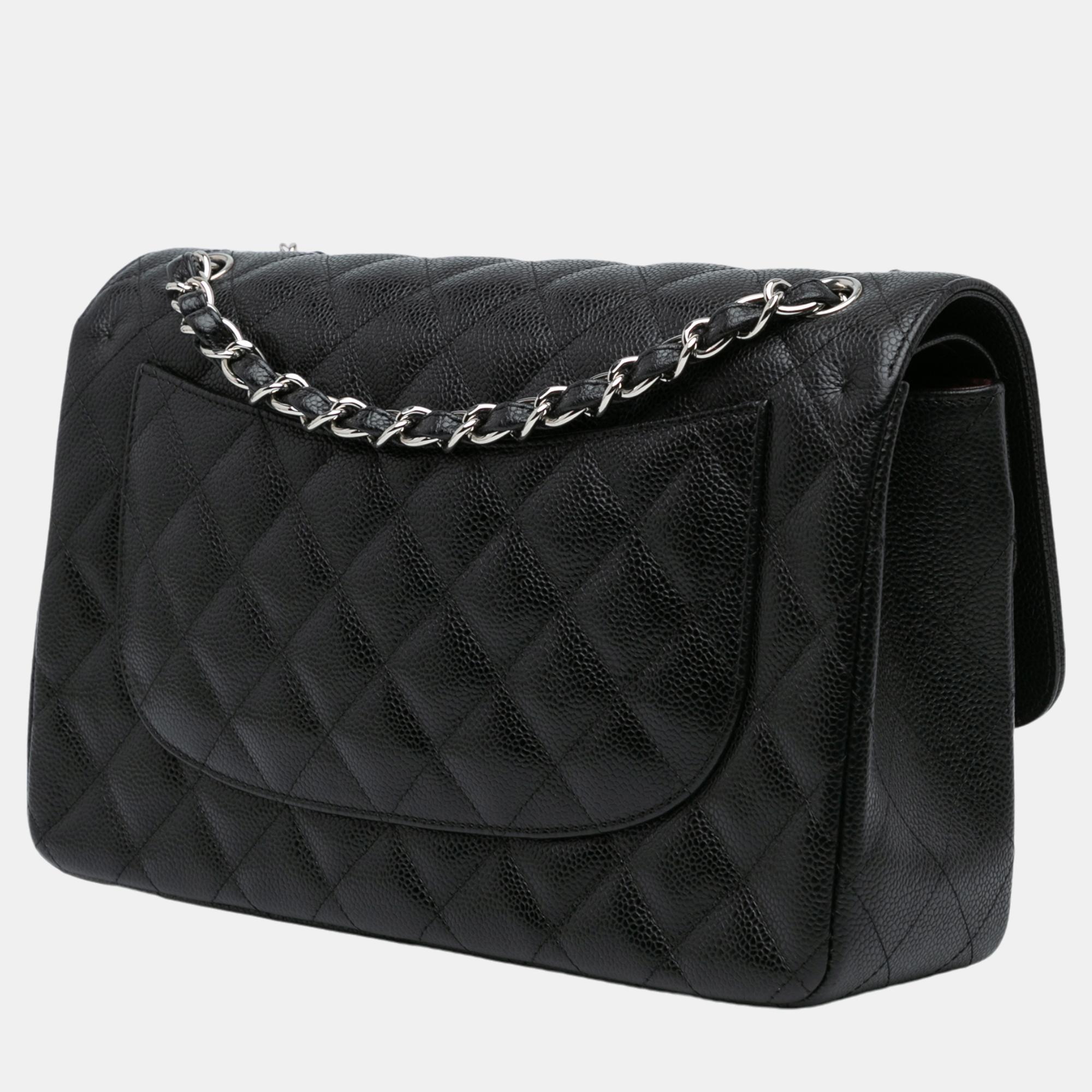 Chanel Black Jumbo Classic Caviar Double Flap