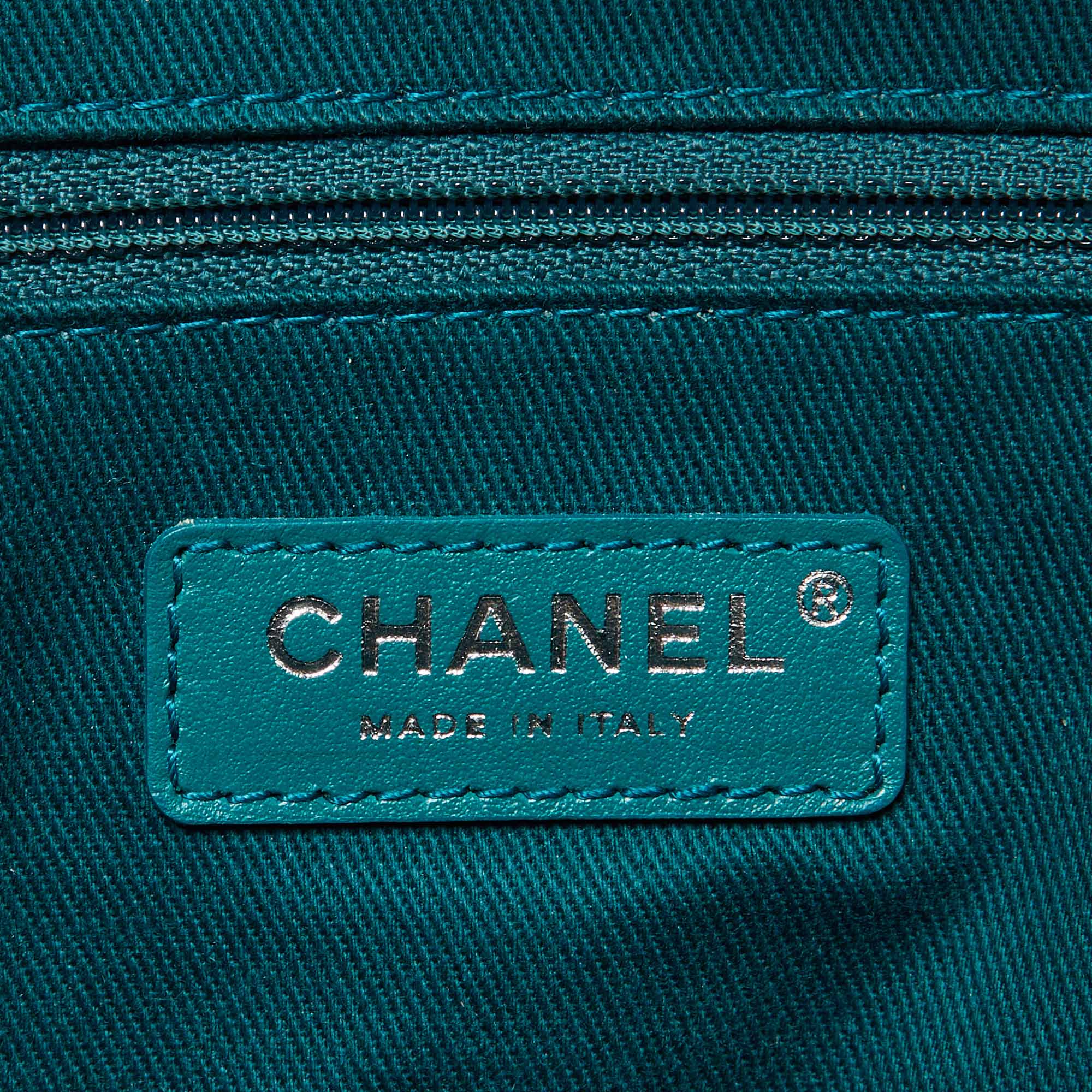 Chanel Teal Green Tweed Large Deauville Shopper Tote