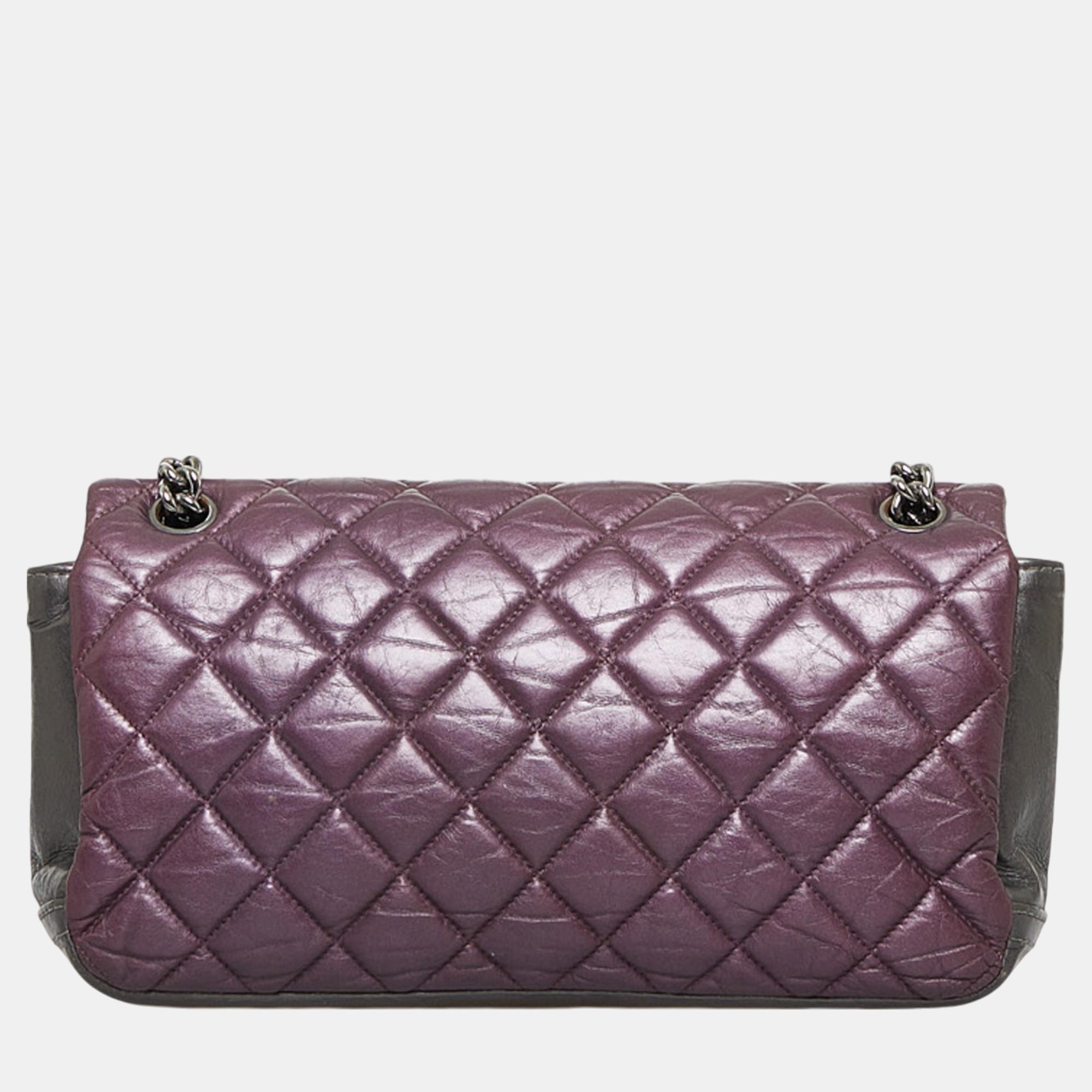 Chanel Purple Glazed Matelasse Portobello Flap Bag