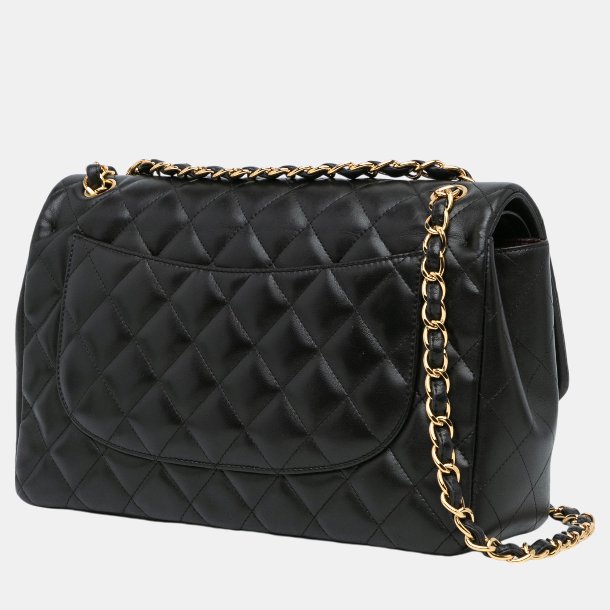 Chanel Black Jumbo Classic Lambskin Double Flap