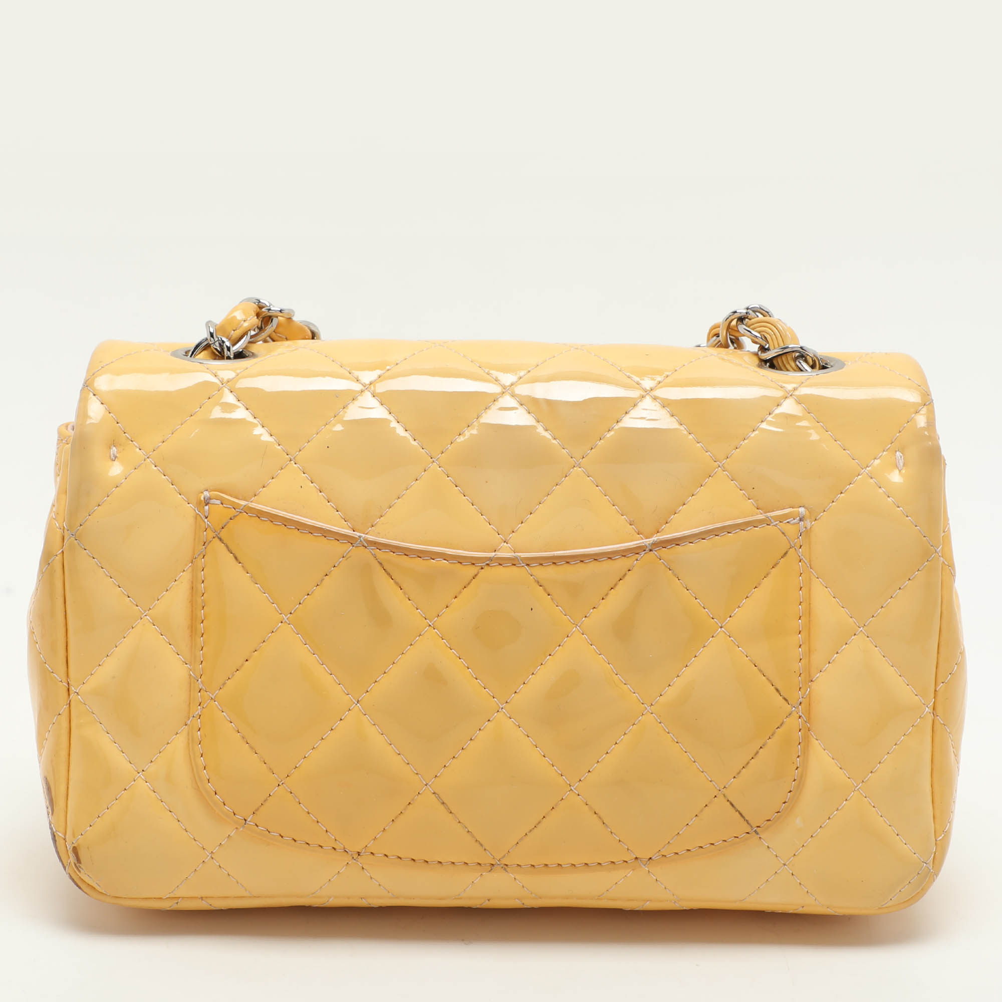 Chanel Yellow Patent Leather Mini Rectangle Classic Single Flap Bag