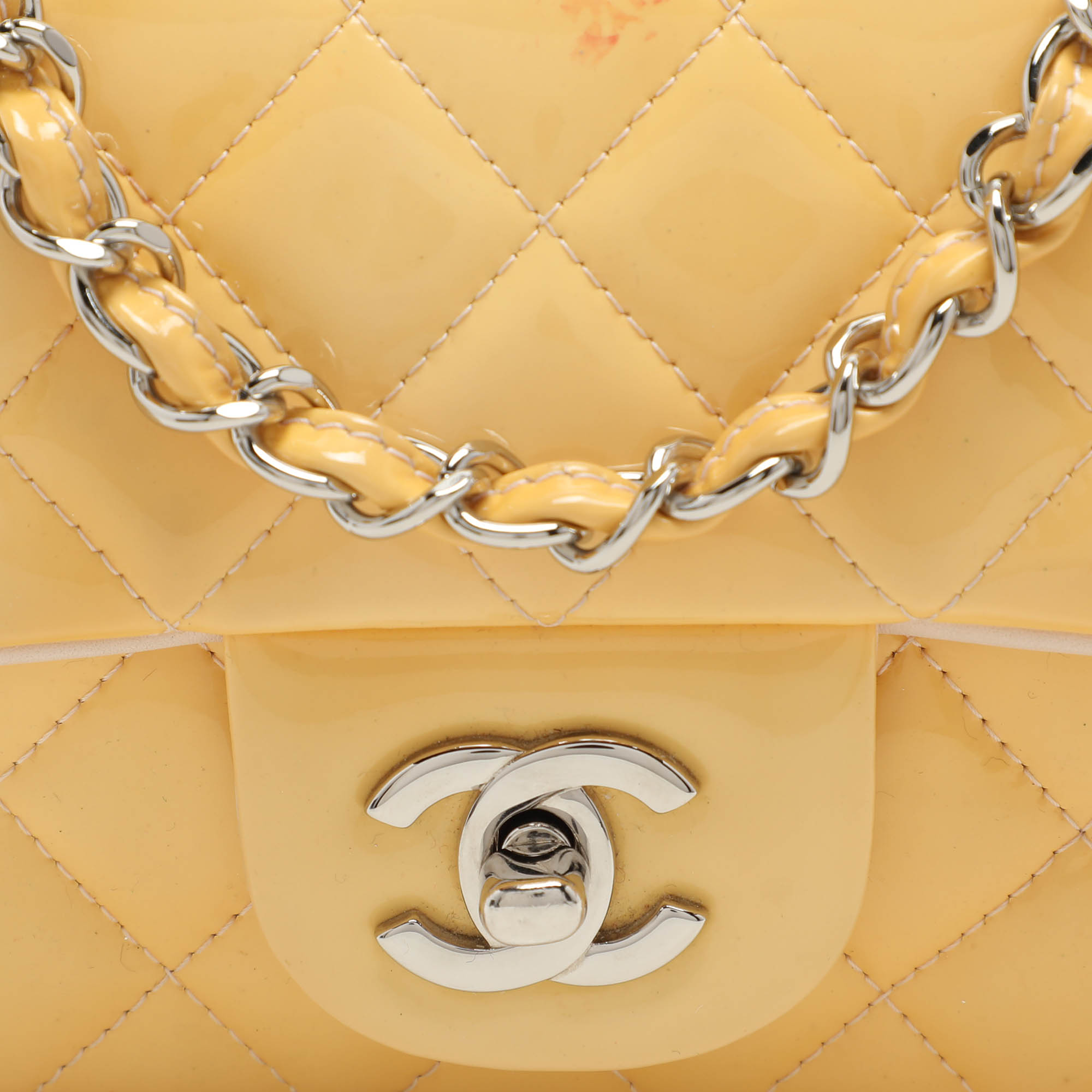 Chanel Yellow Patent Leather Mini Rectangle Classic Single Flap Bag