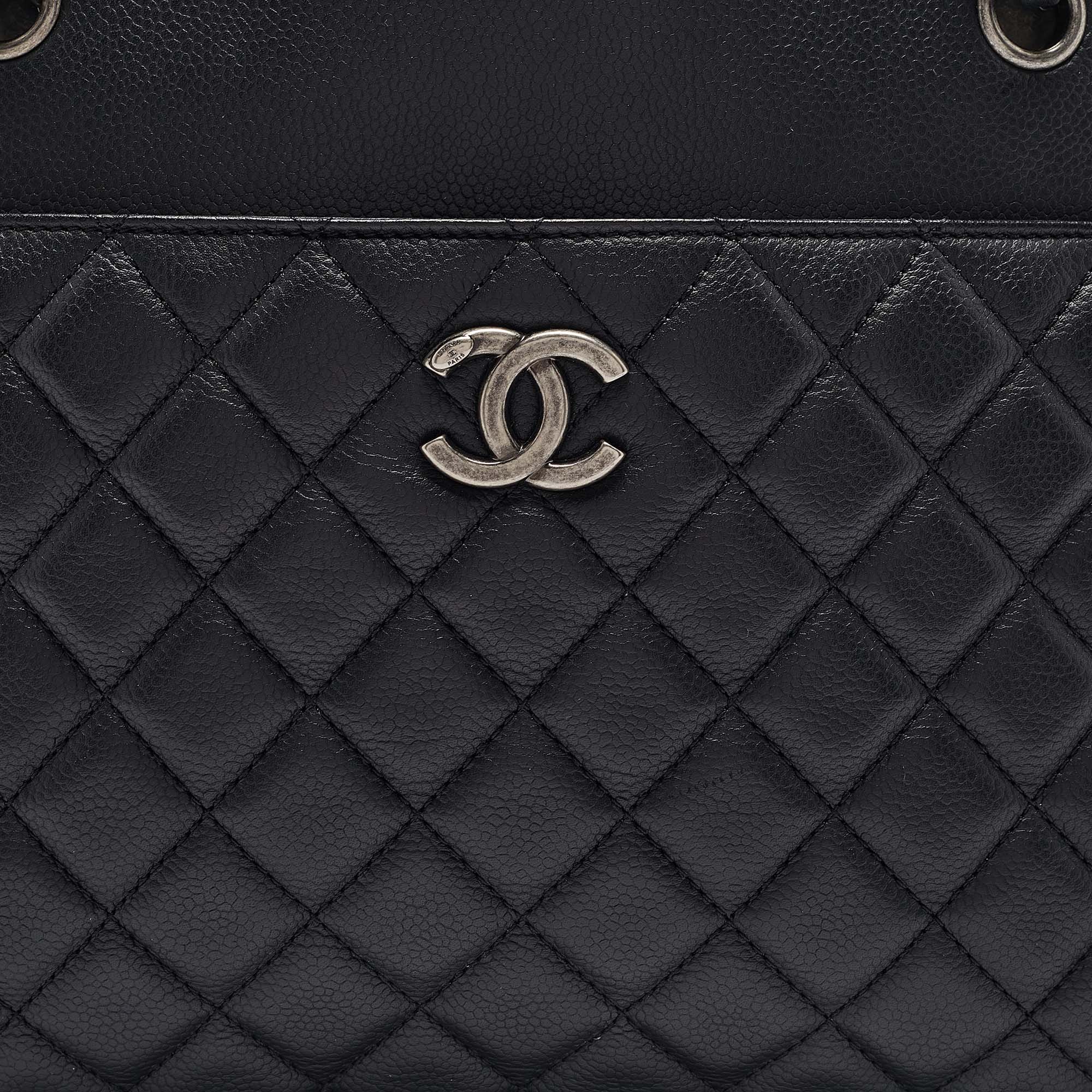 Chanel Black Quilted Caviar Leather Urban Companion Shopper Tote