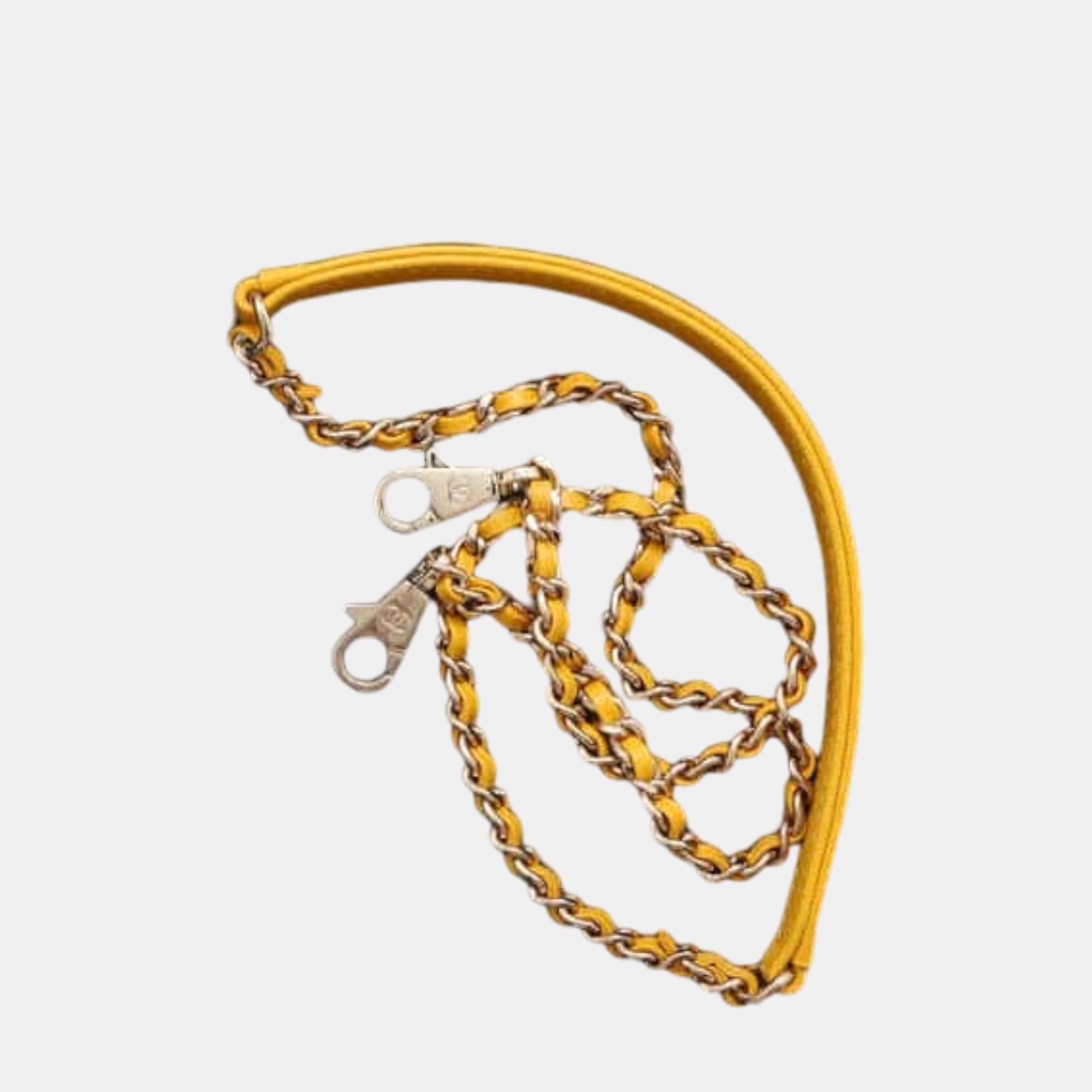 Chanel Matelasse Coco Handle Chain Shoulder Yellow Caviar Leather Size XS