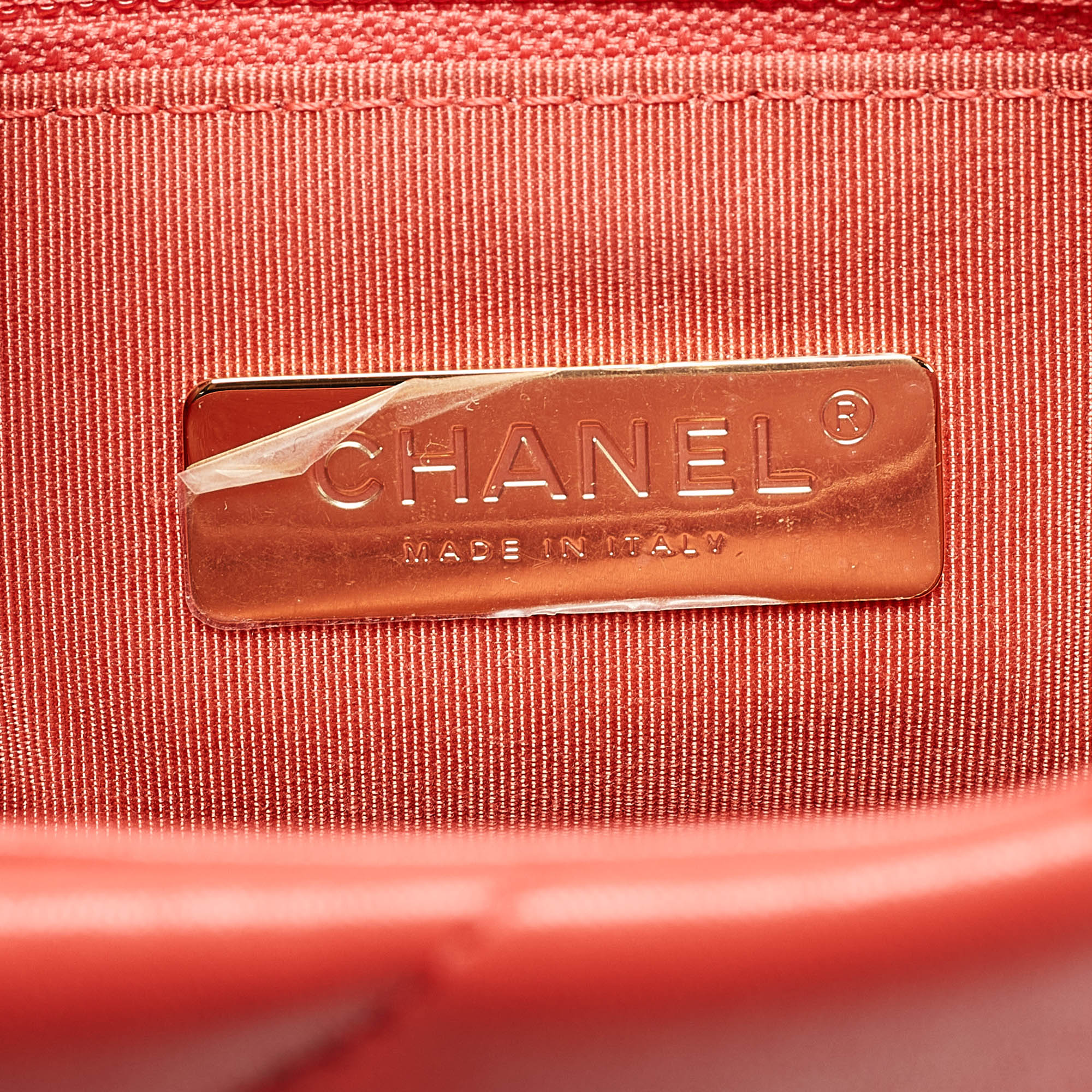 Chanel Orange Quilted Leather Small 19 Flap Bag