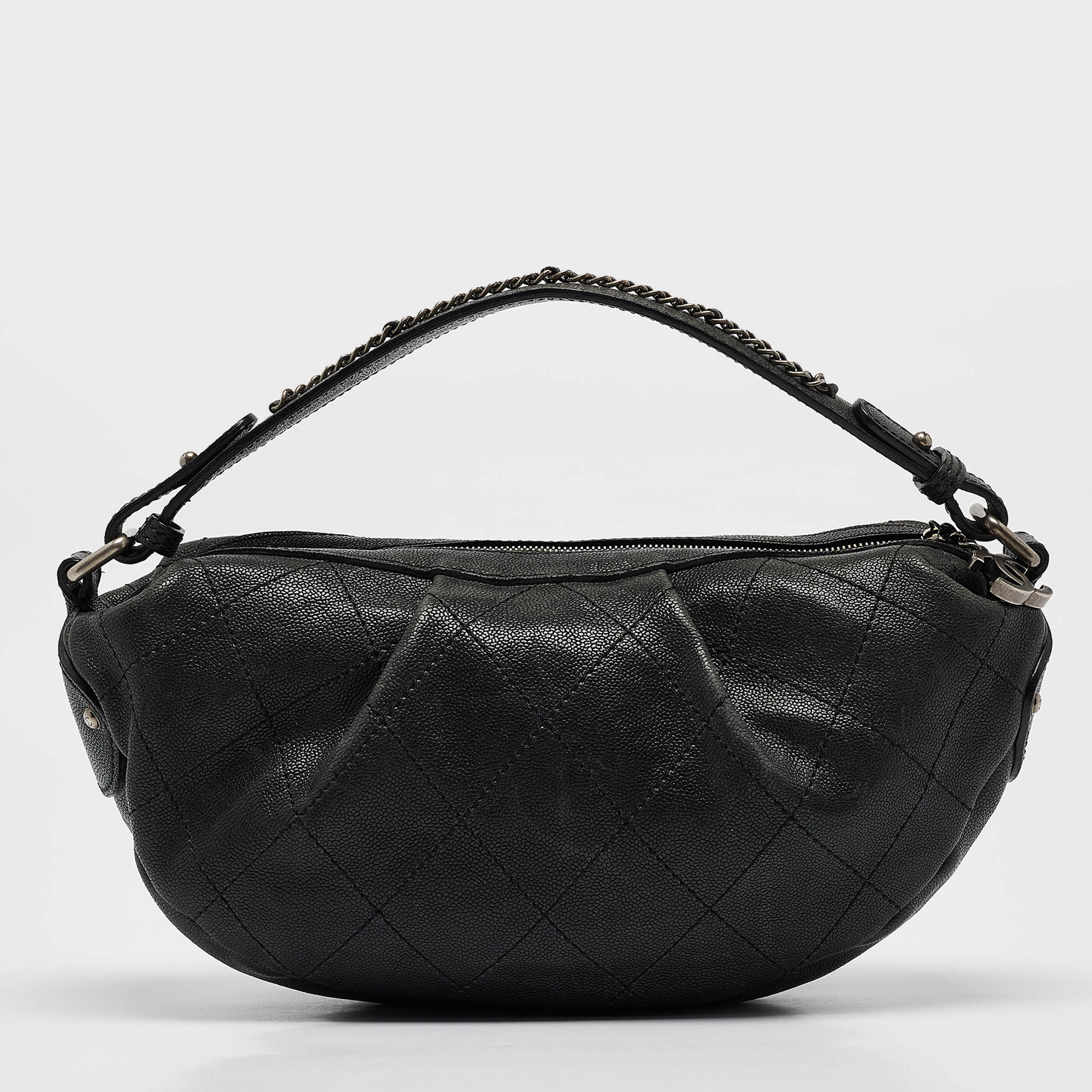 Chanel Black Quilted Caviar Leather Outdoor Ligne Hobo