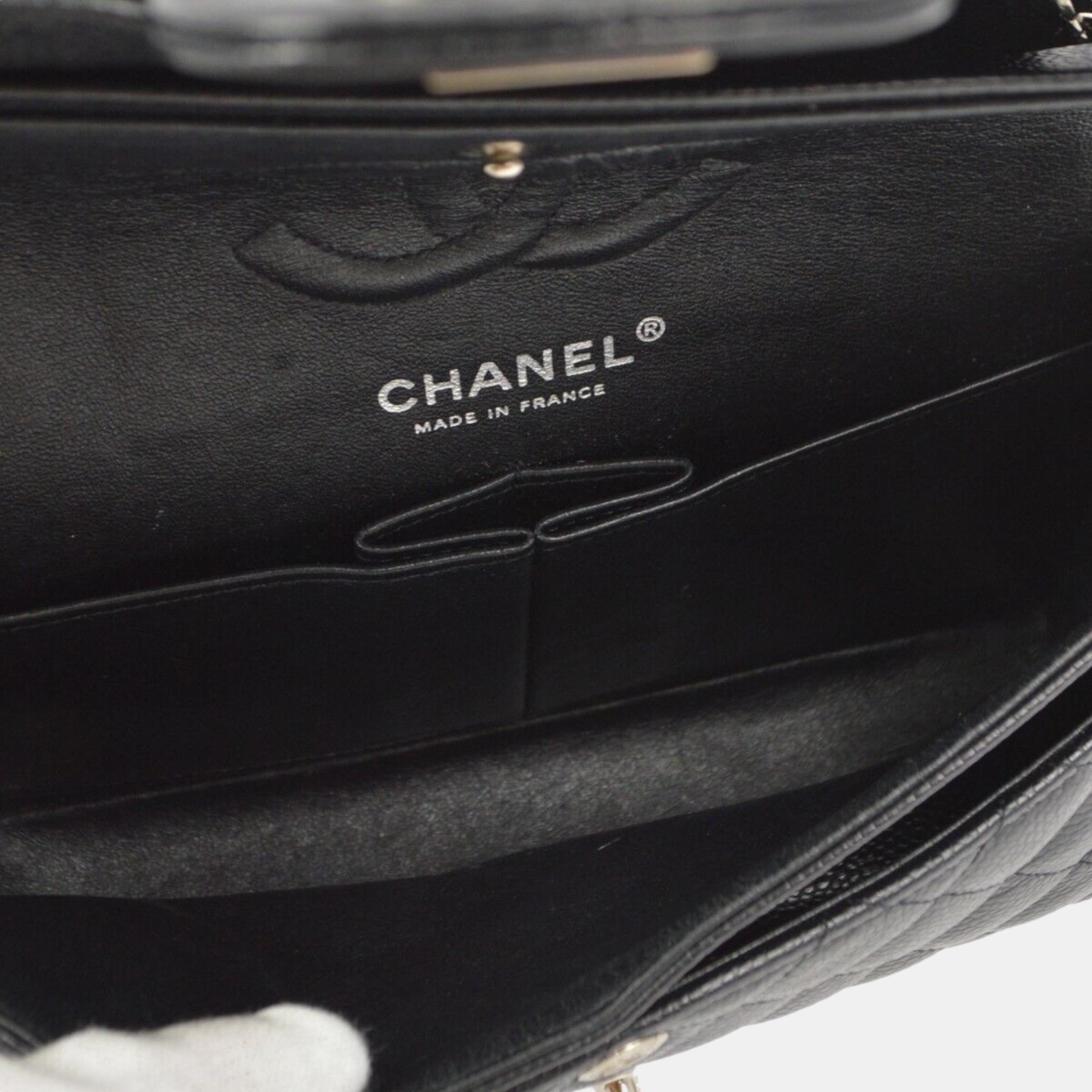 Chanel Black Calfskin Small Classic Double Flap Shoulder Bag