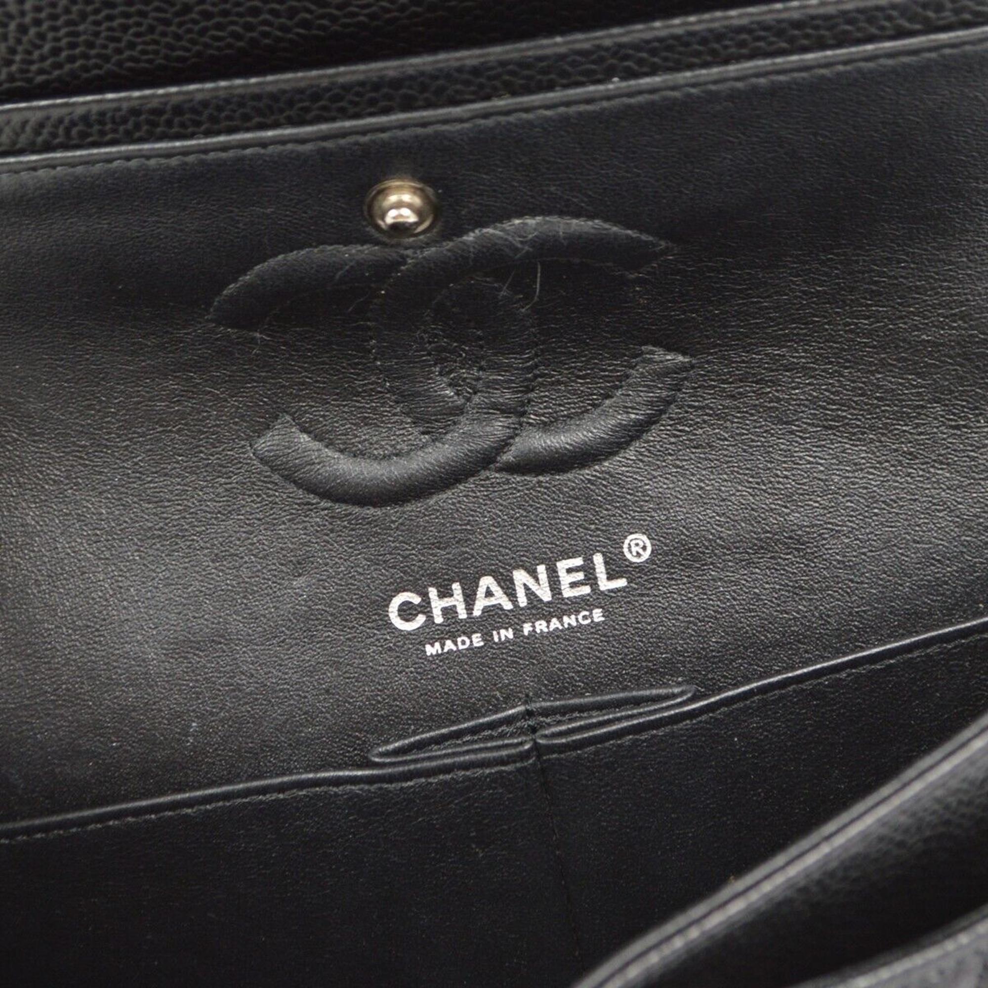 Chanel Black Calfskin Small Classic Double Flap Shoulder Bag