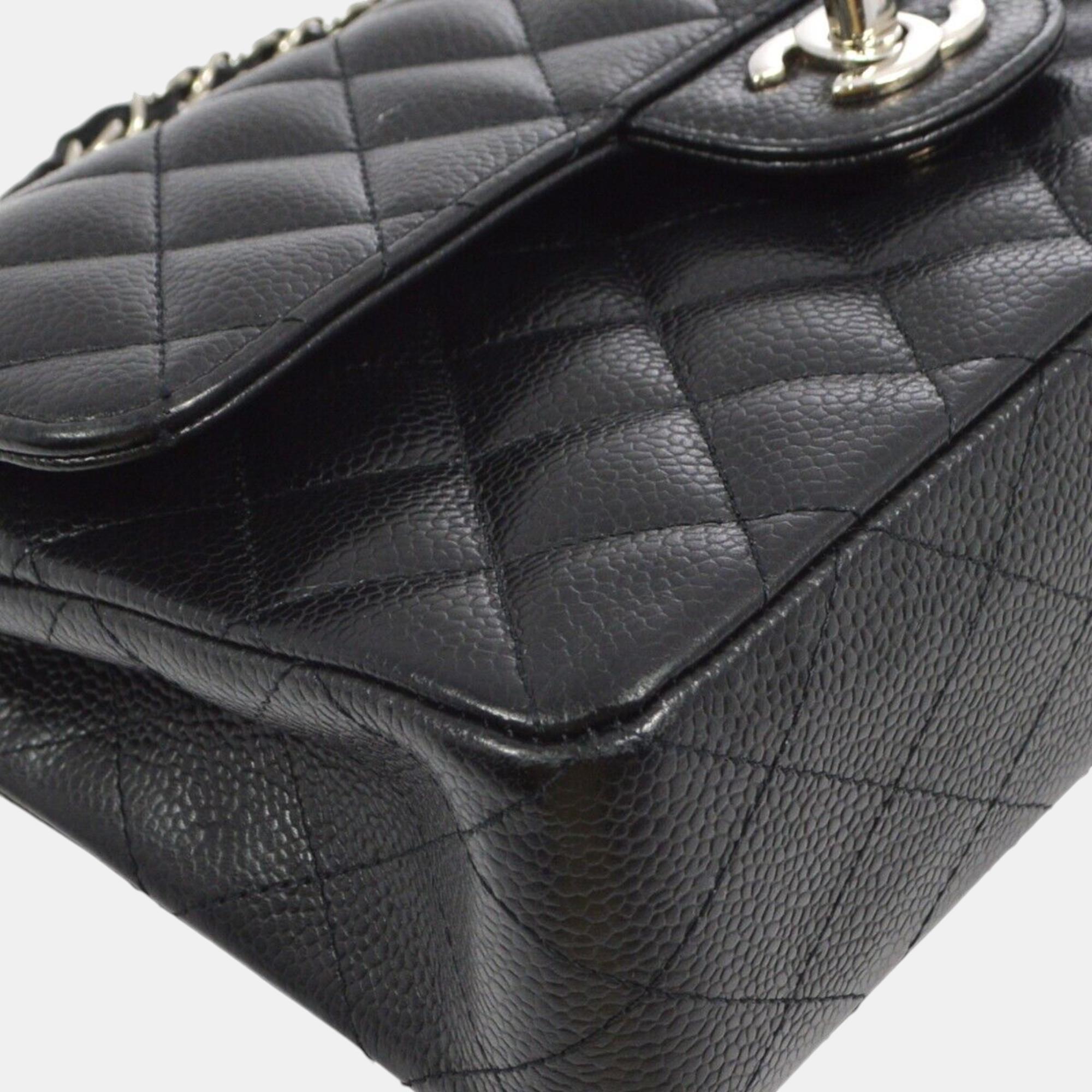 Chanel Black Calfskin Small Classic Double Flap Shoulder Bag