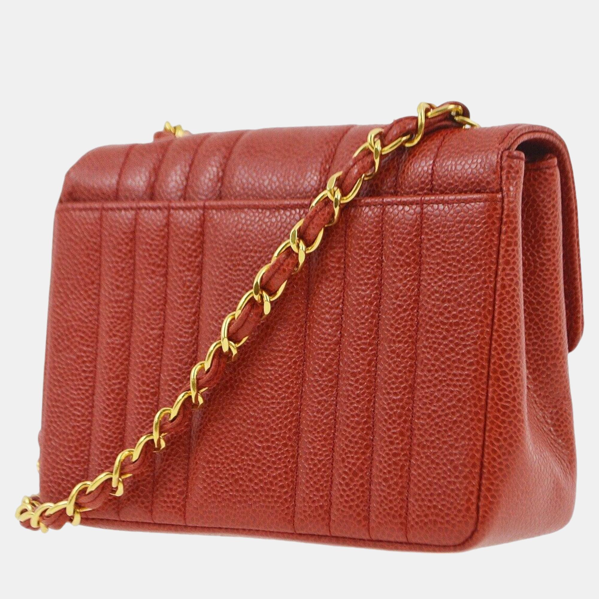 Chanel Red Calfskin Mademoiselle Mini Classic Square Flap Bag 17