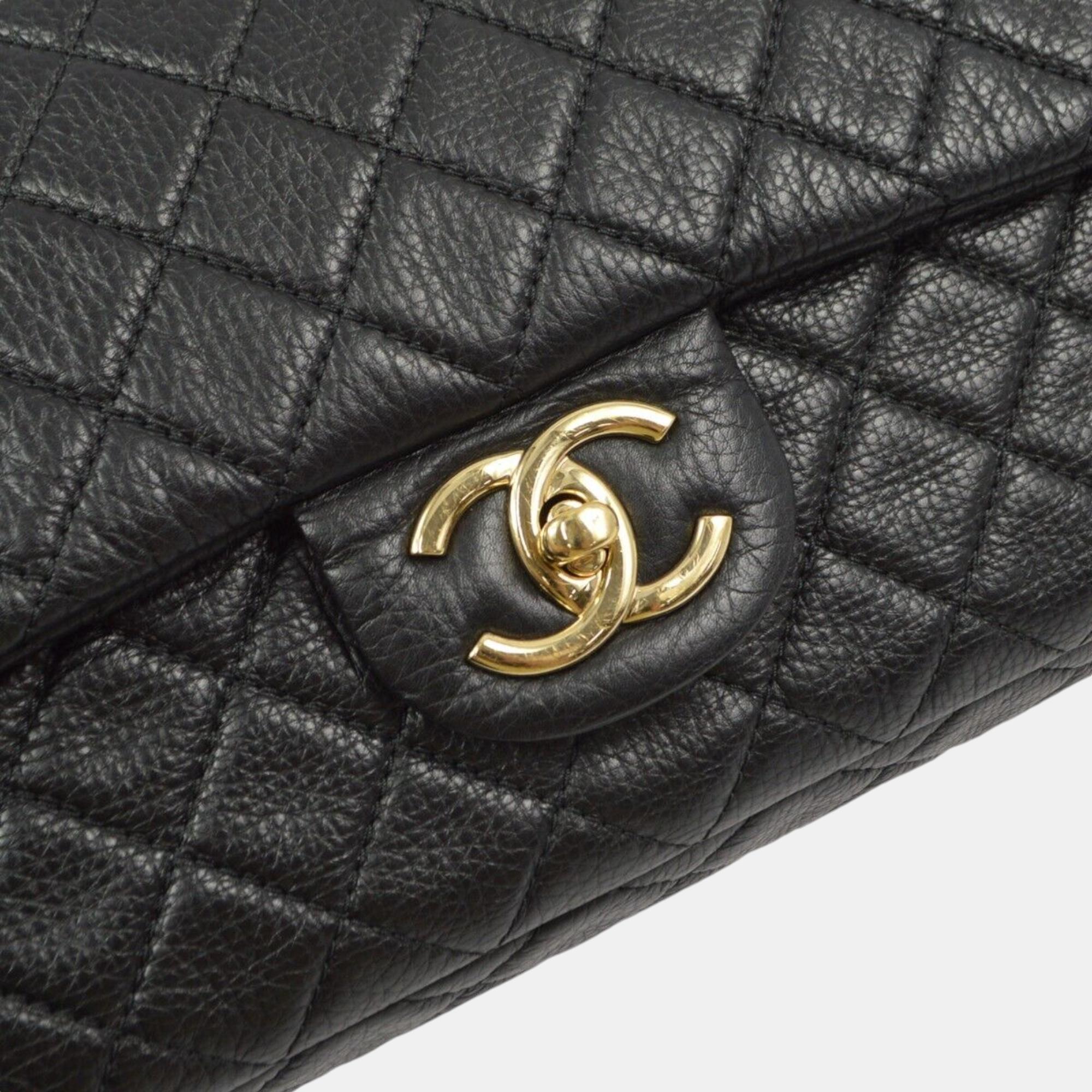 Chanel Black Calfskin XXL Single Flap Shoulder Bag