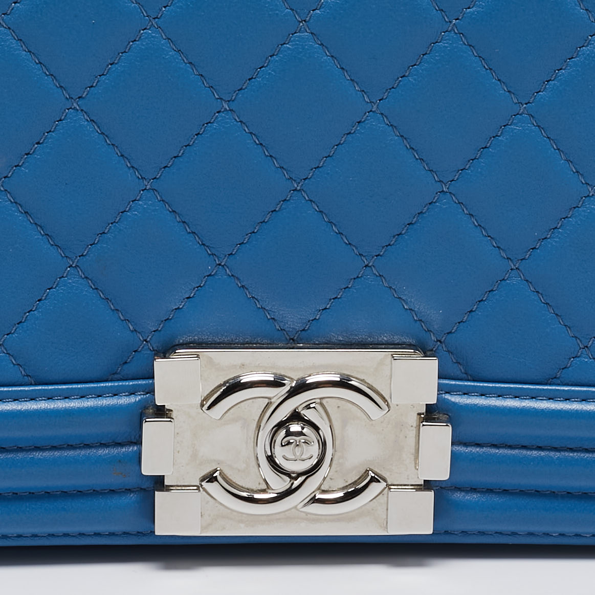 Chanel Light Blue Quilted Leather Medium Boy Flap Bag