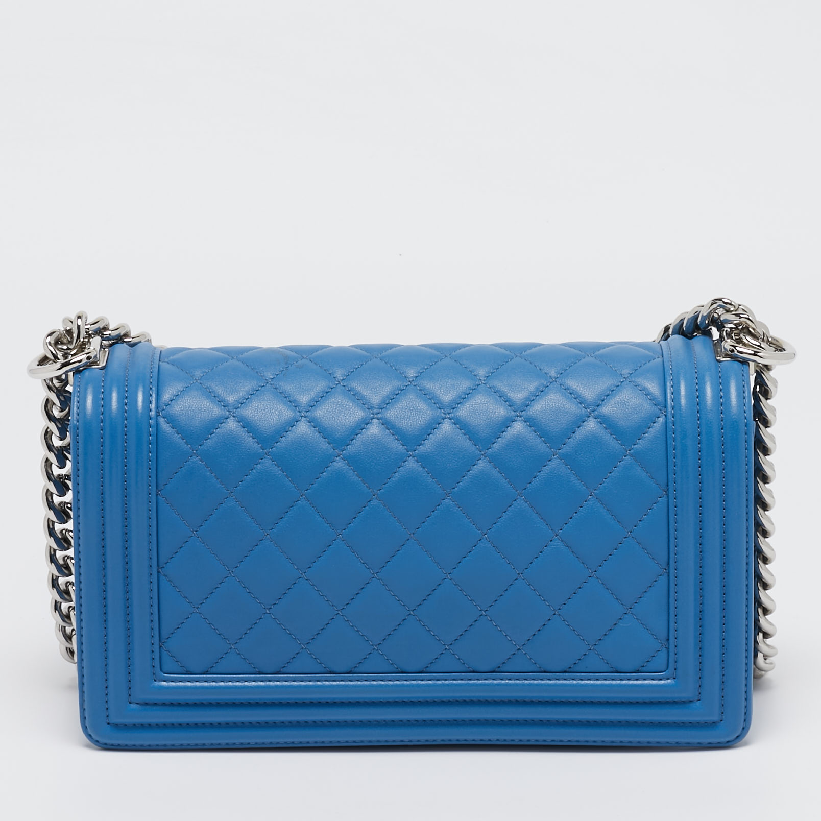 Chanel Light Blue Quilted Leather Medium Boy Flap Bag