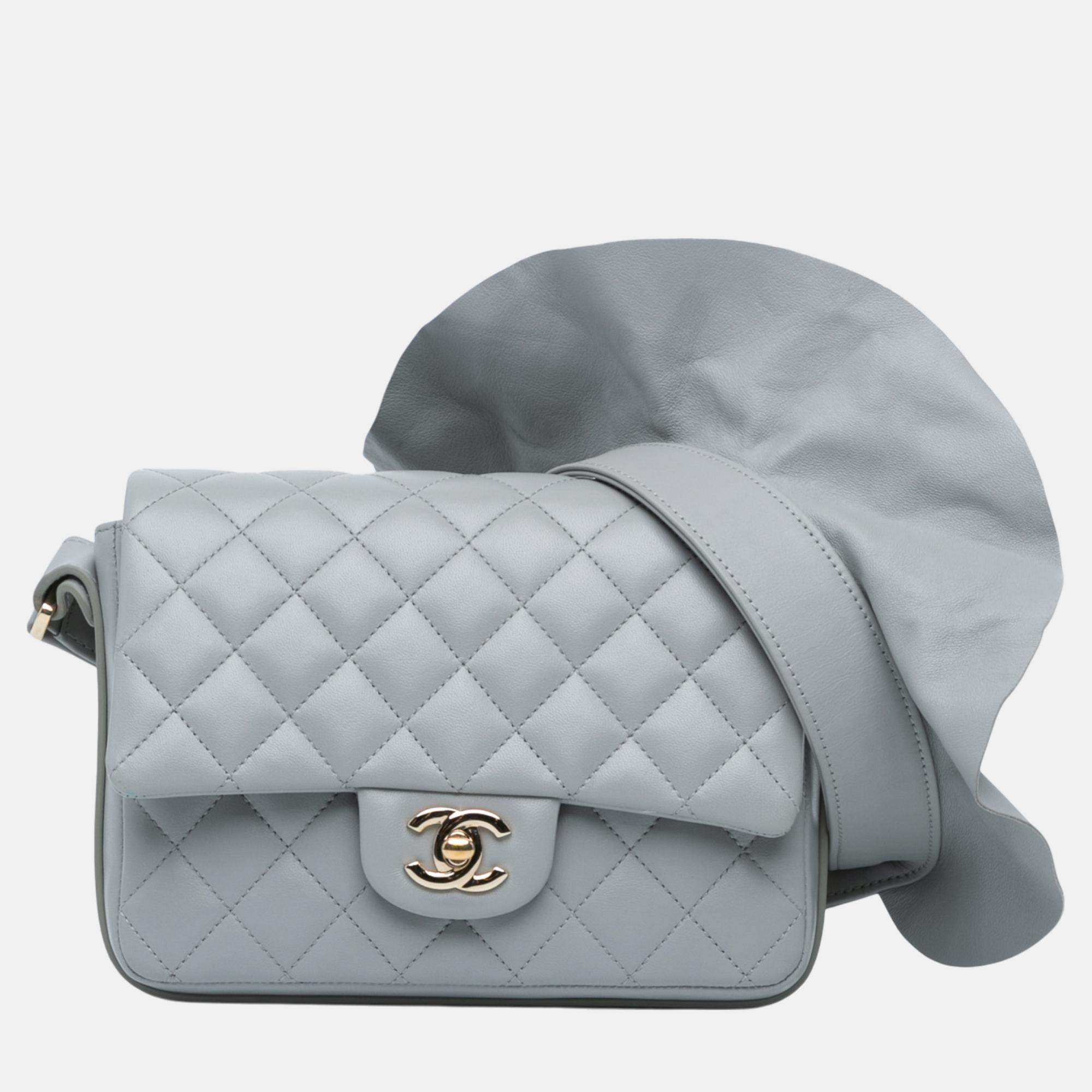 Chanel Grey Quilted Calfskin Bolero De Chanel Flap