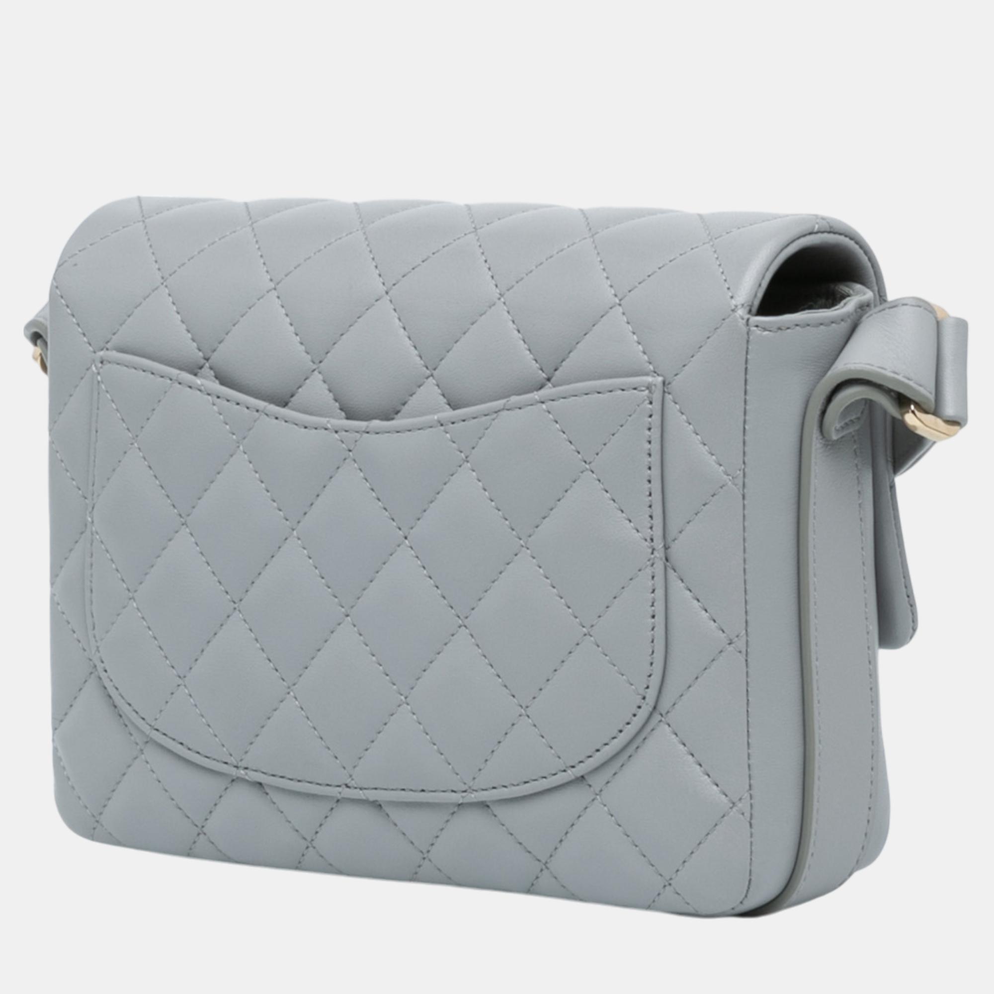 Chanel Grey Quilted Calfskin Bolero De Chanel Flap