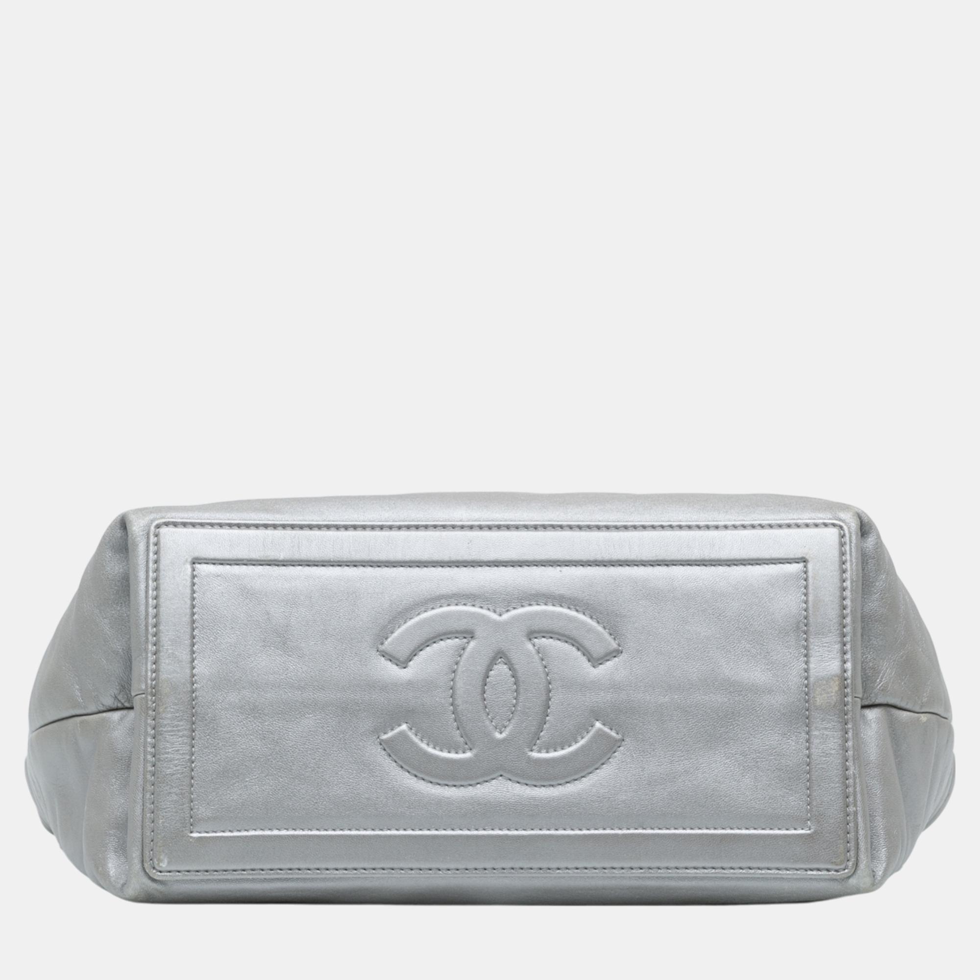 Chanel Silver Small Lambskin Coco Cocoon Reversible Tote