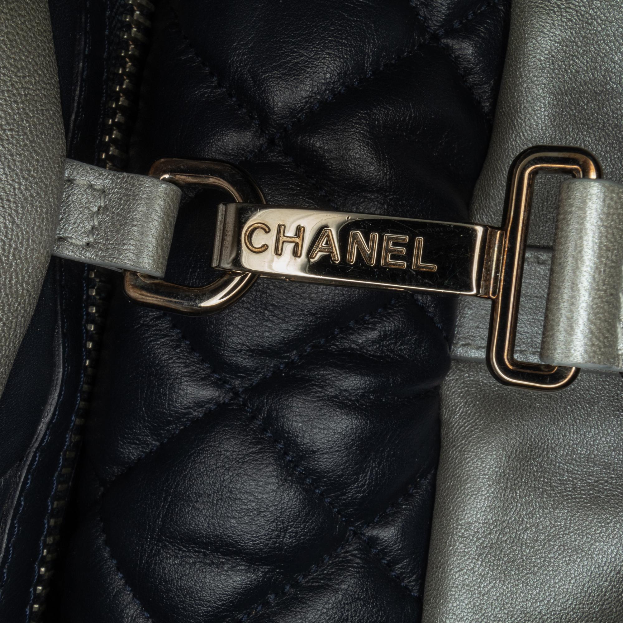 Chanel Silver Small Lambskin Coco Cocoon Reversible Tote