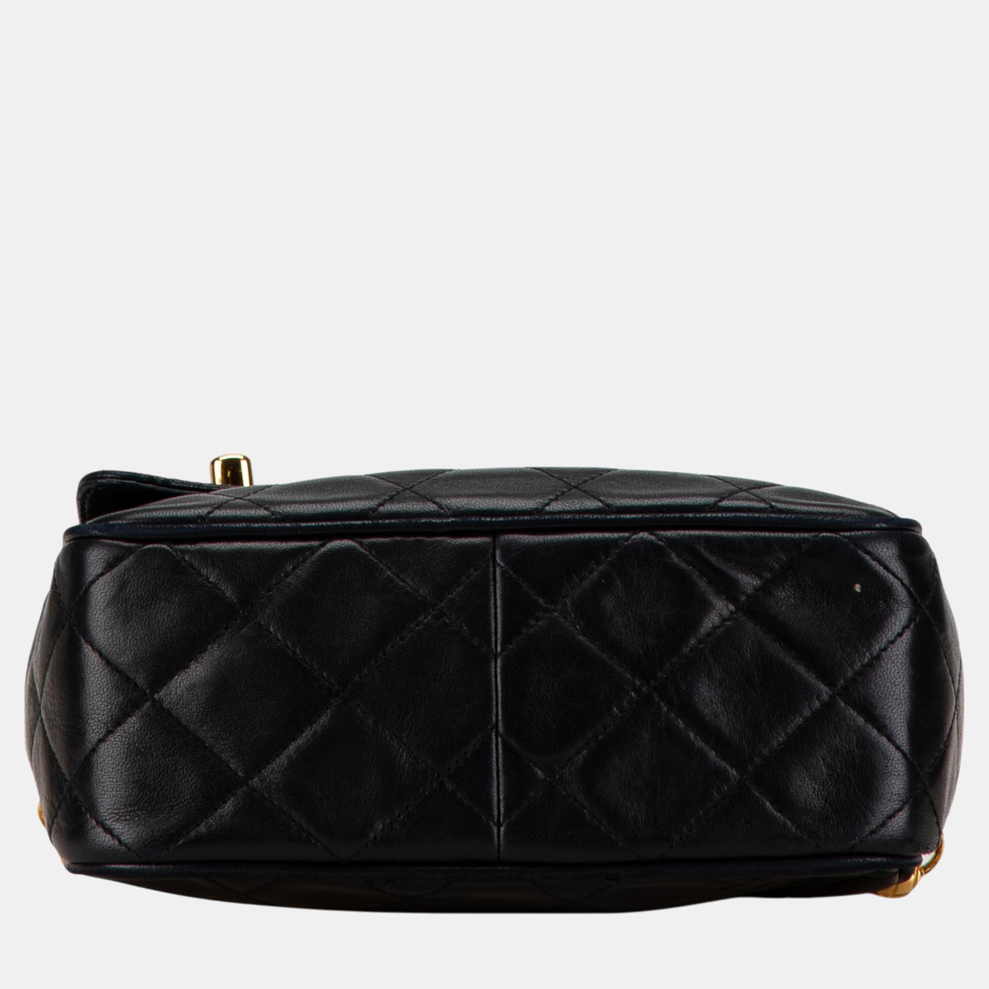 Chanel Black Mini Lambskin CC Tassel Camera Crossbody