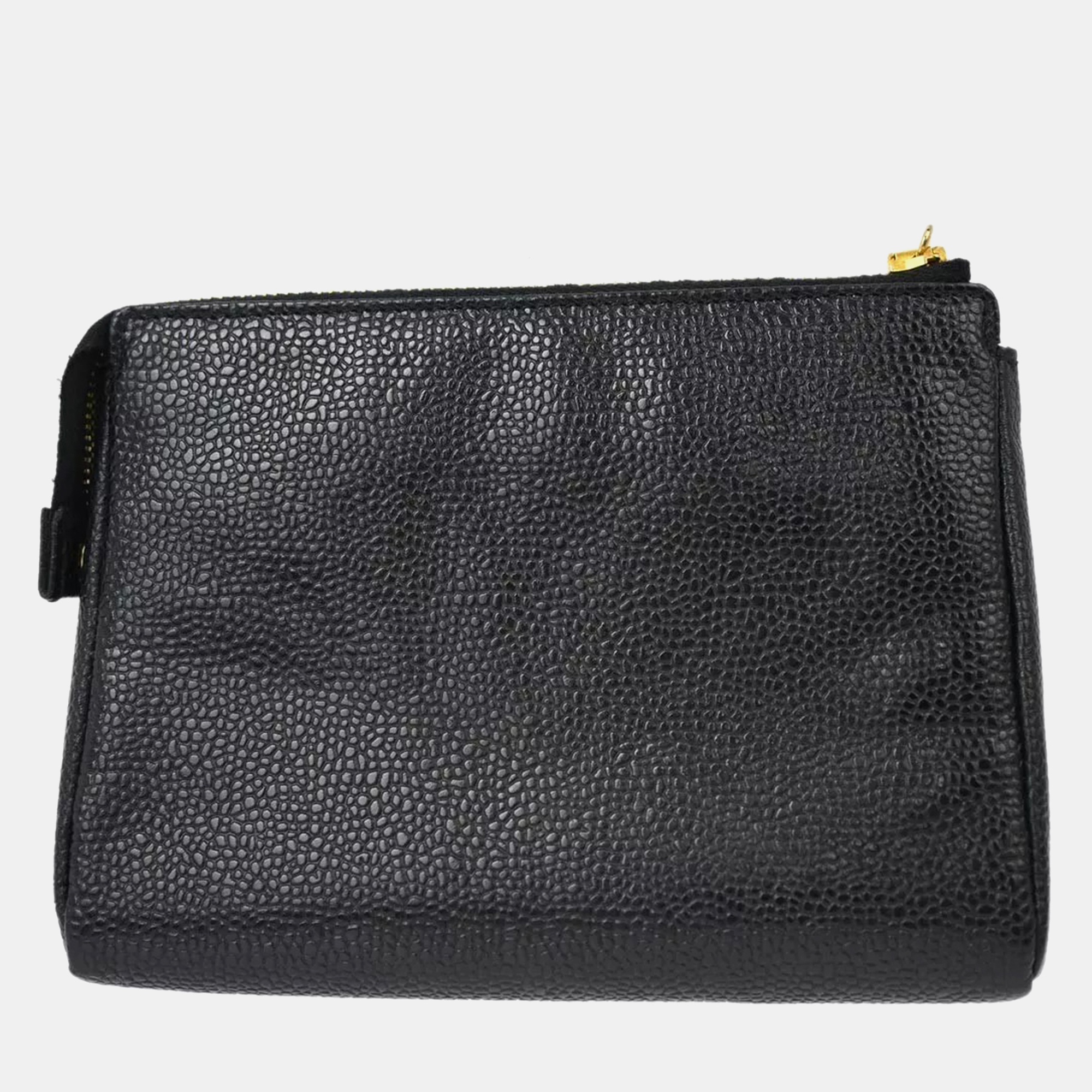 Chanel Black Calfskin Cosmetic Pouch