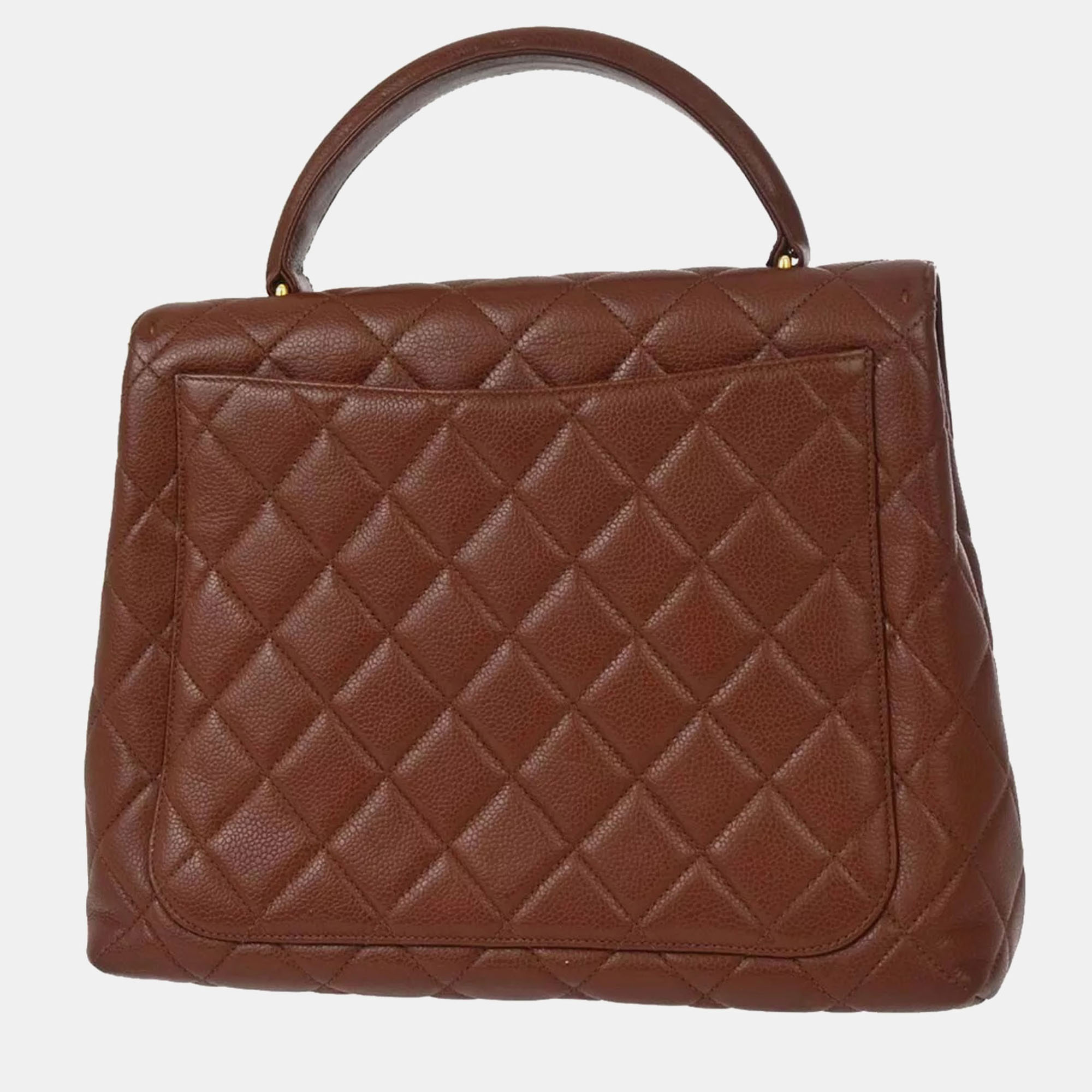 Chanel Brown Calfskin Top Handle Handbag