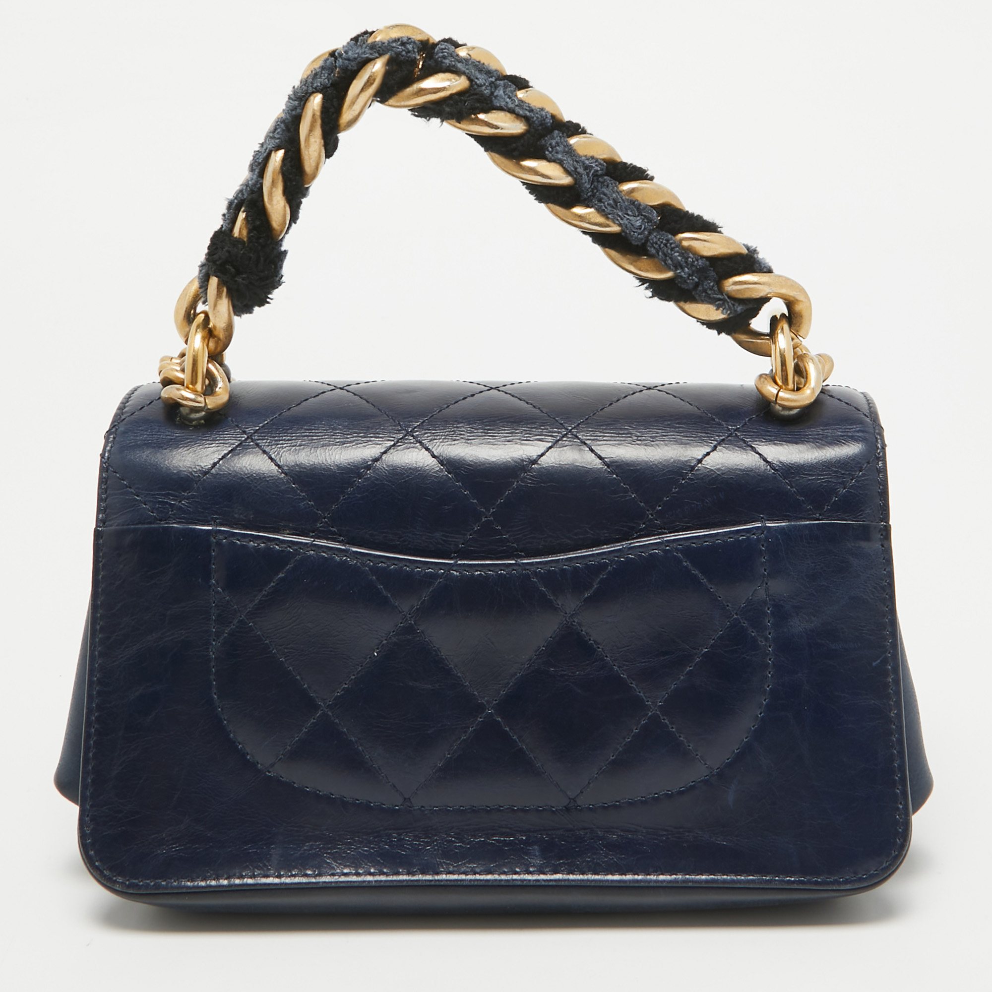 Chanel Navy Blue Quilted Leather Cosmopolite Straight Line Flap Bag