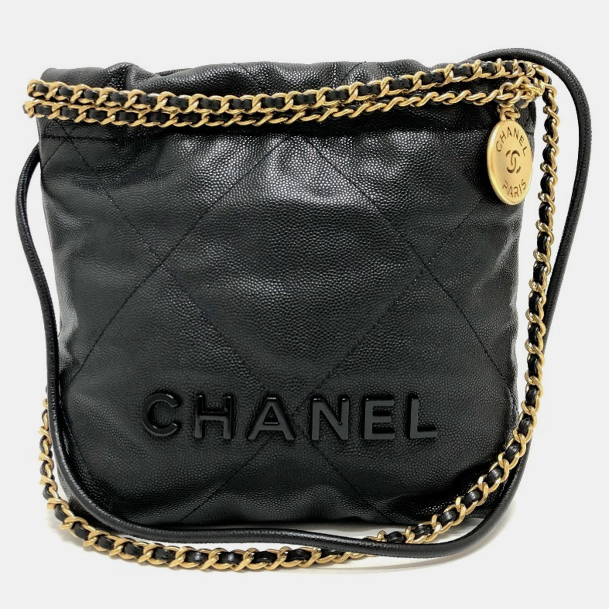 Chanel Black Caviar Skin Matelasse Chanel 22 Bag