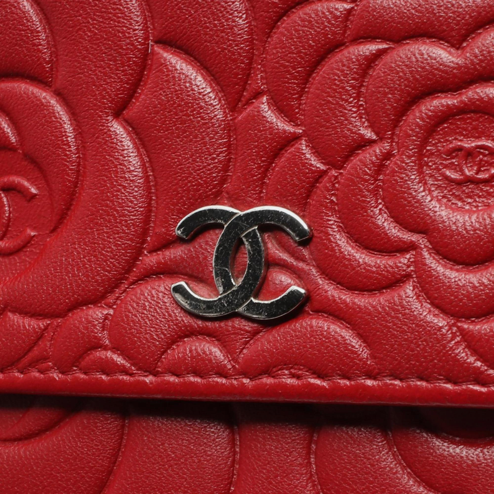 Chanel Lambskin Red Camellia Shoulder Bag