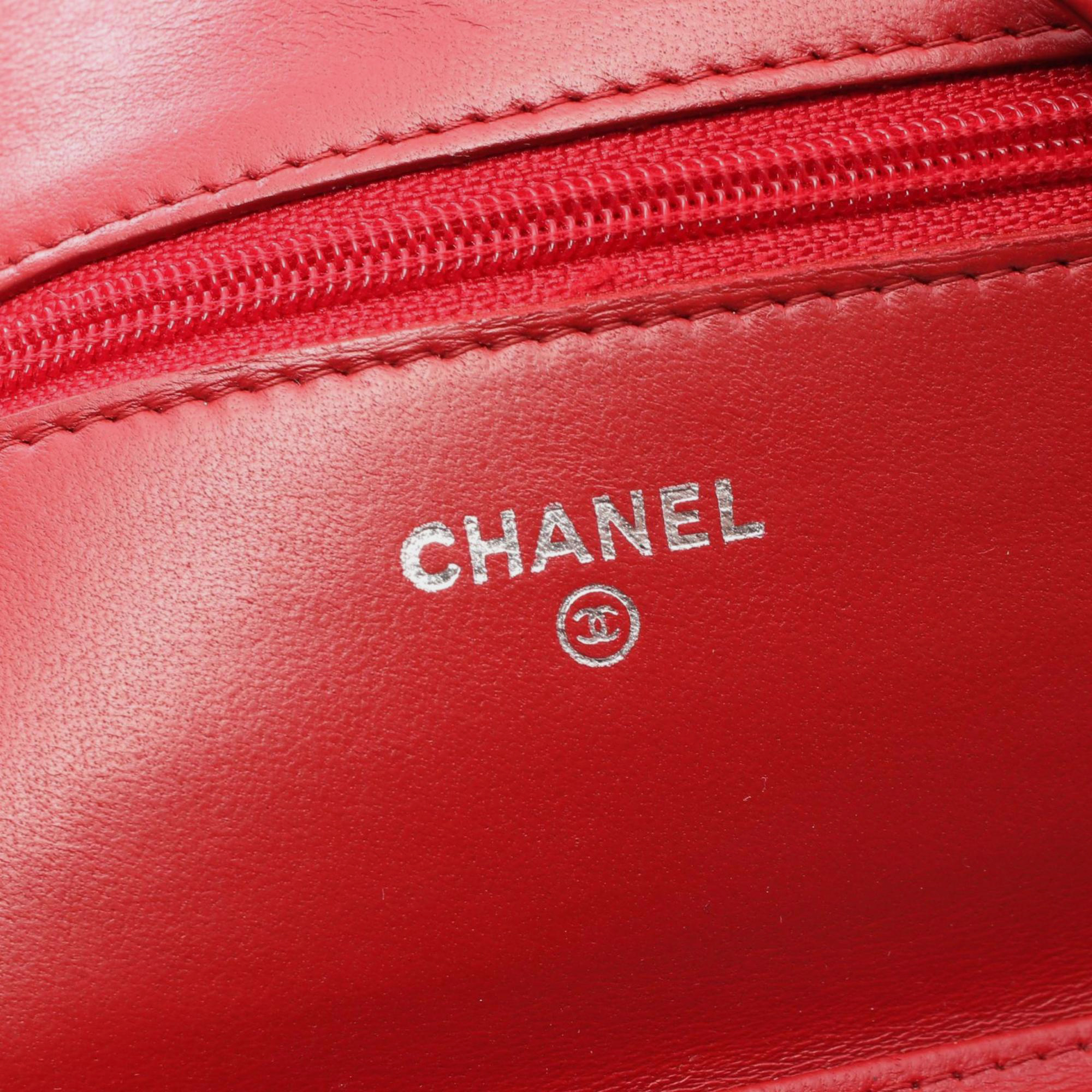 Chanel Lambskin Red Camellia Shoulder Bag