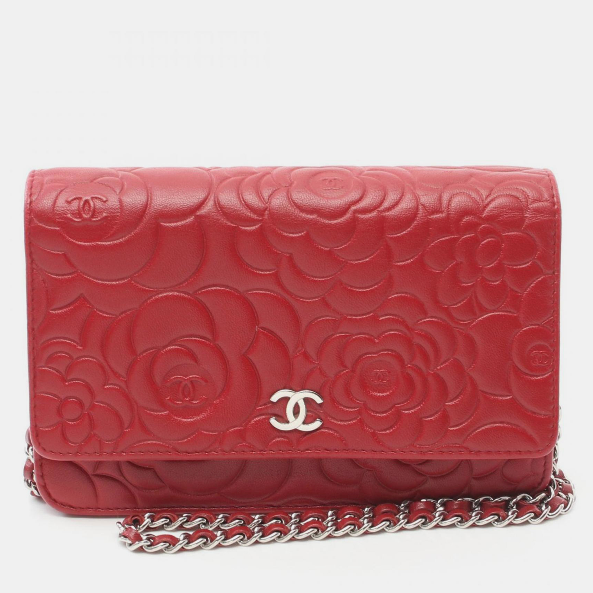 Chanel Lambskin Red Camellia Shoulder Bag