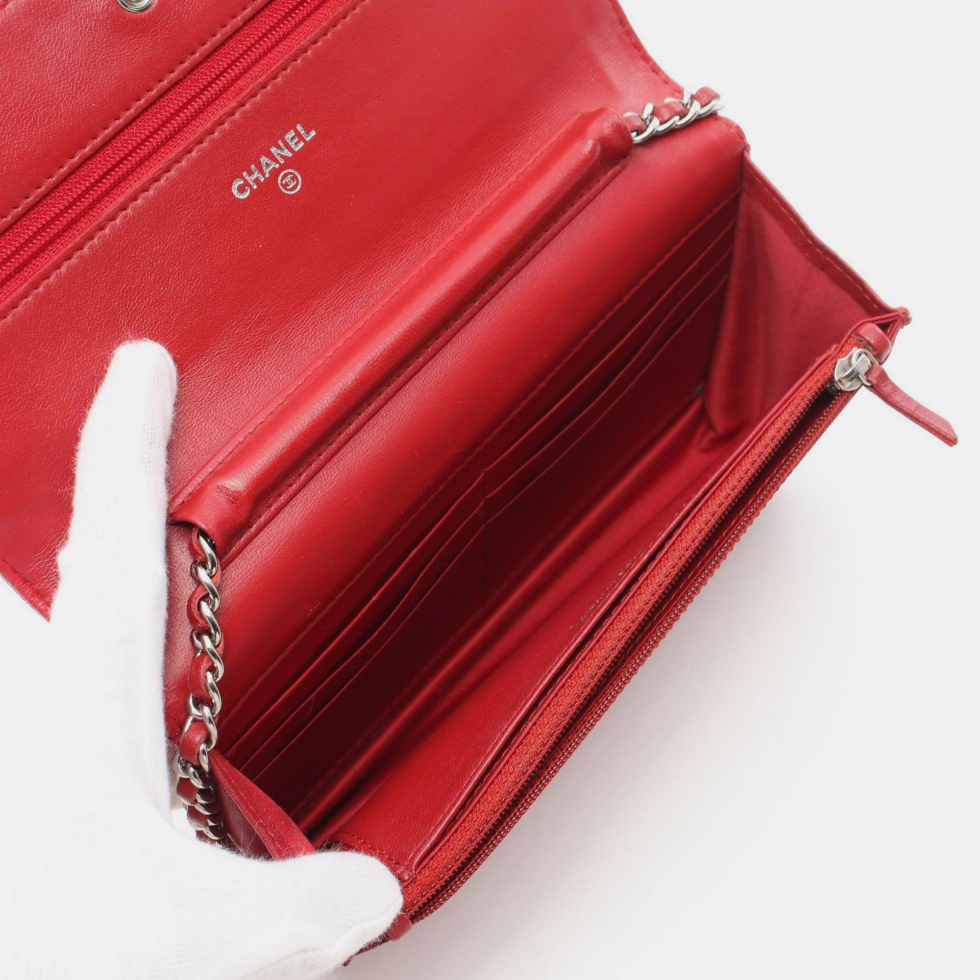 Chanel Lambskin Red Camellia Shoulder Bag