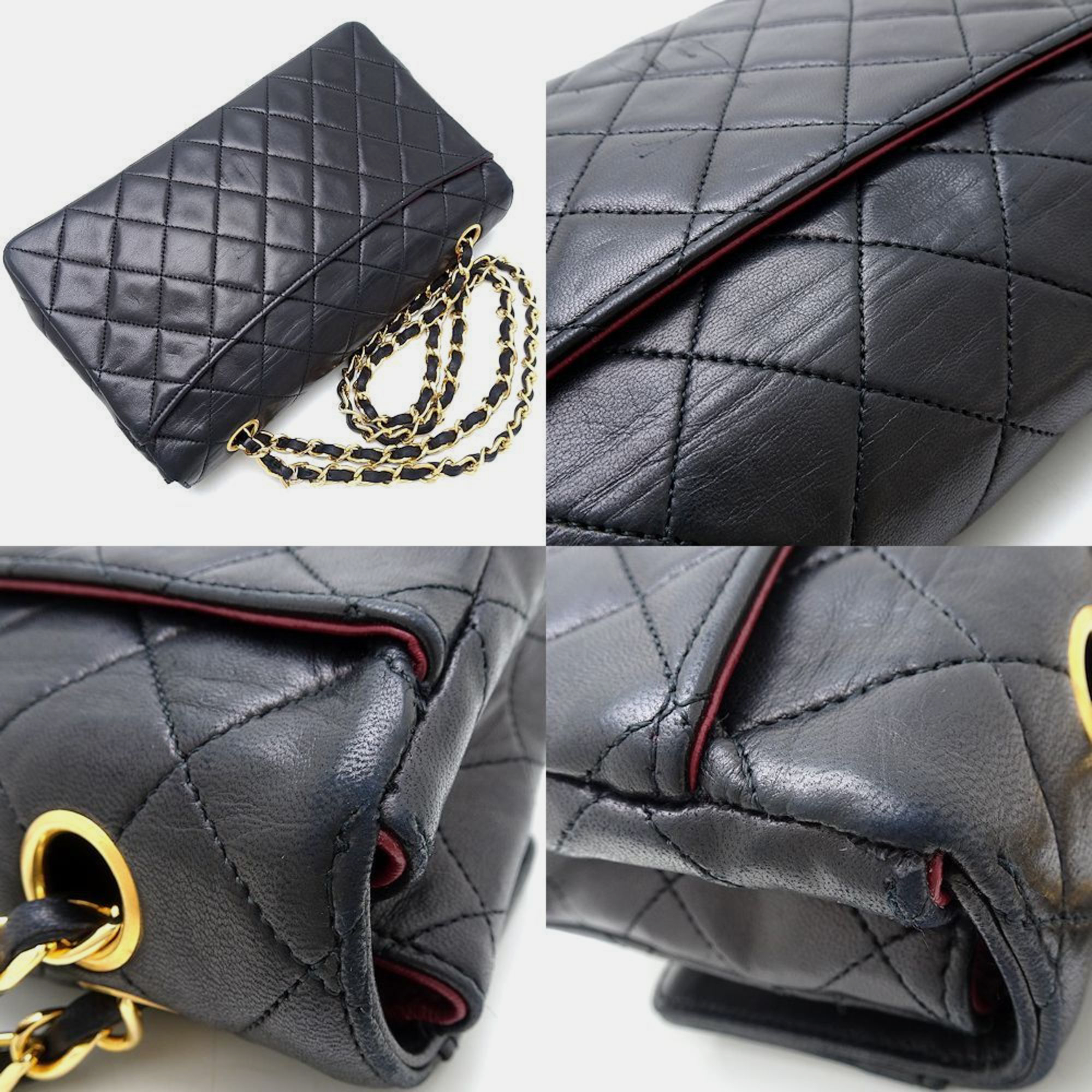 Chanel Lambskin Black Chain Shoulder Bag