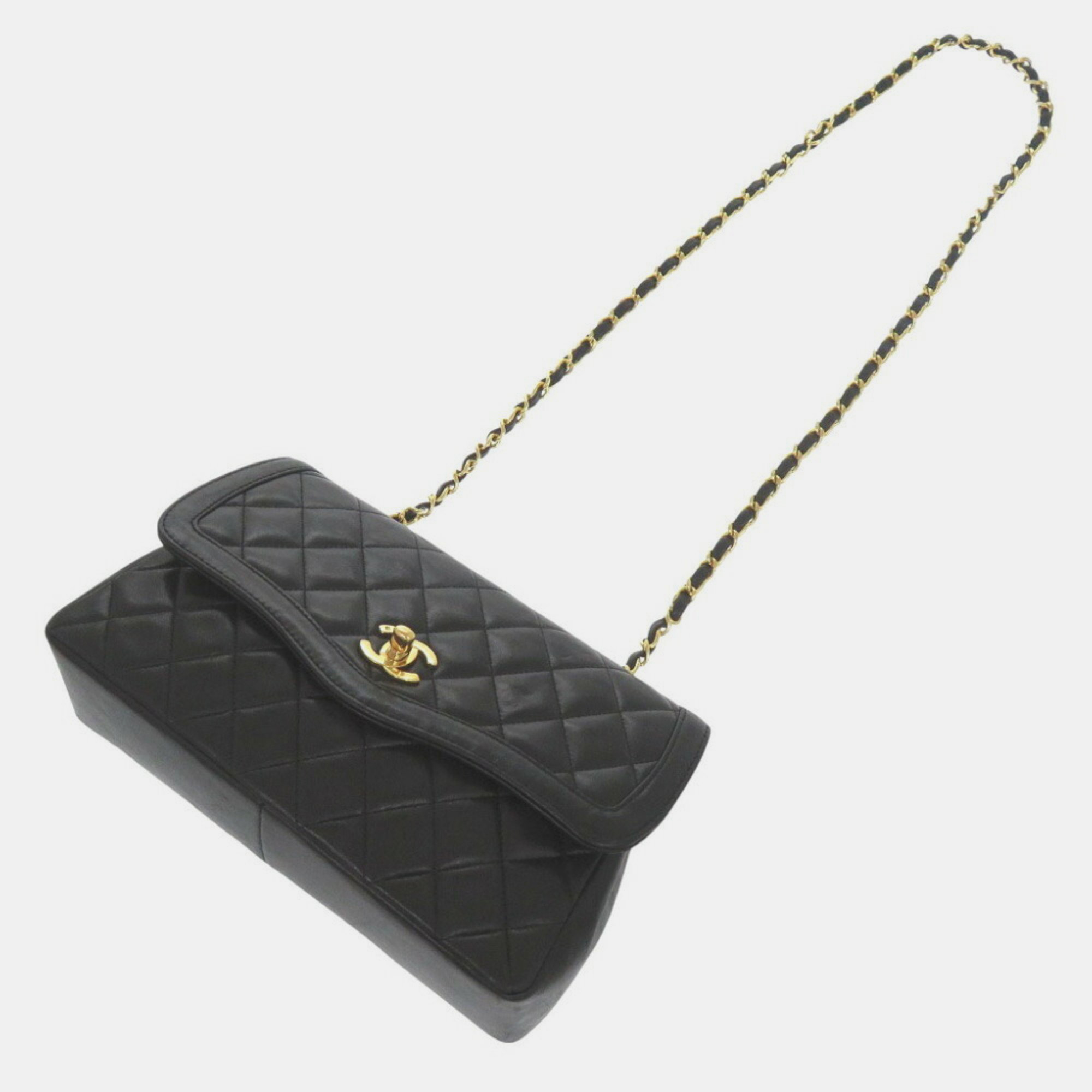 Chanel Lambskin Black Flap Matelasse Shoulder Bag