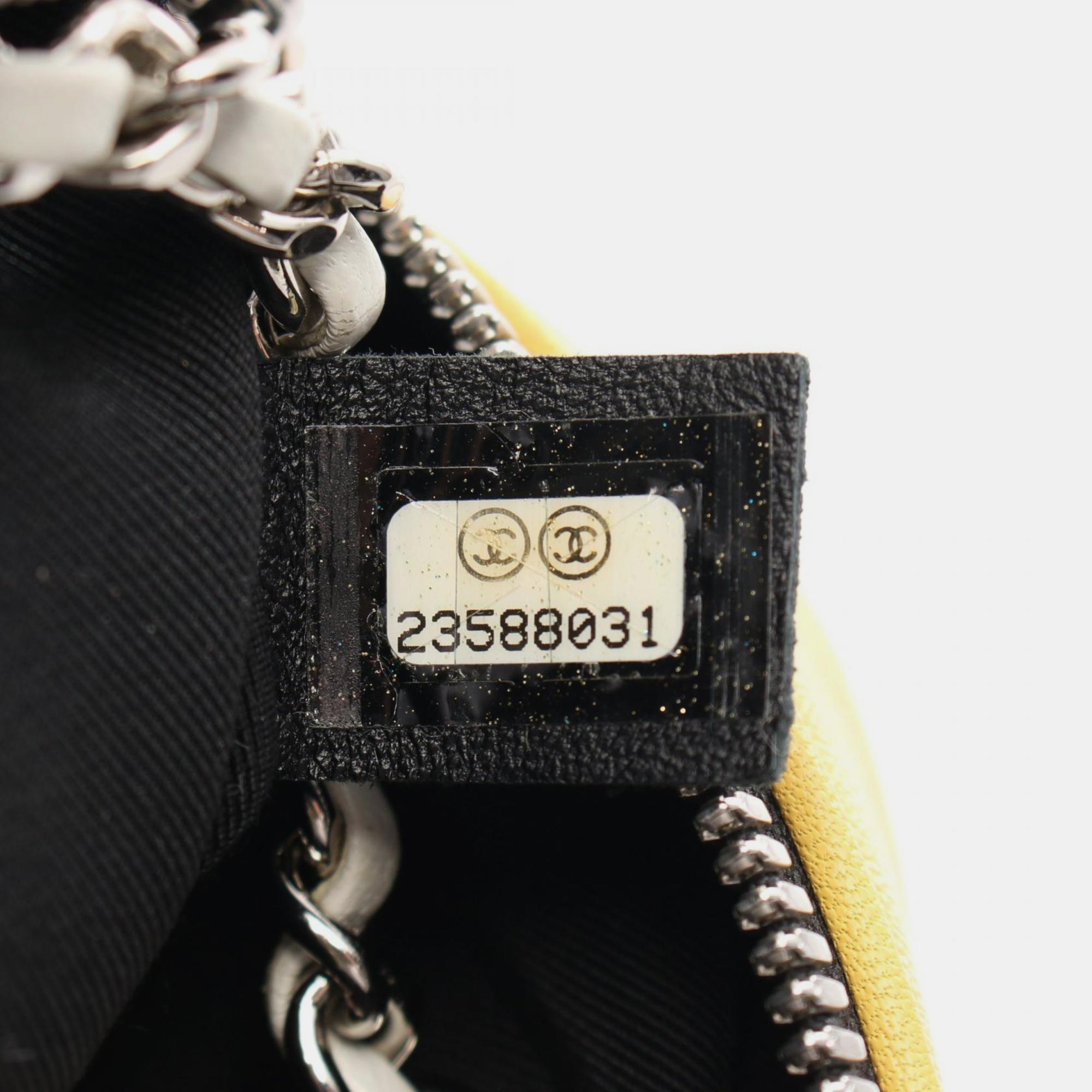 Chanel White Yellow Multicolor Leather Matelasse Camera Bag