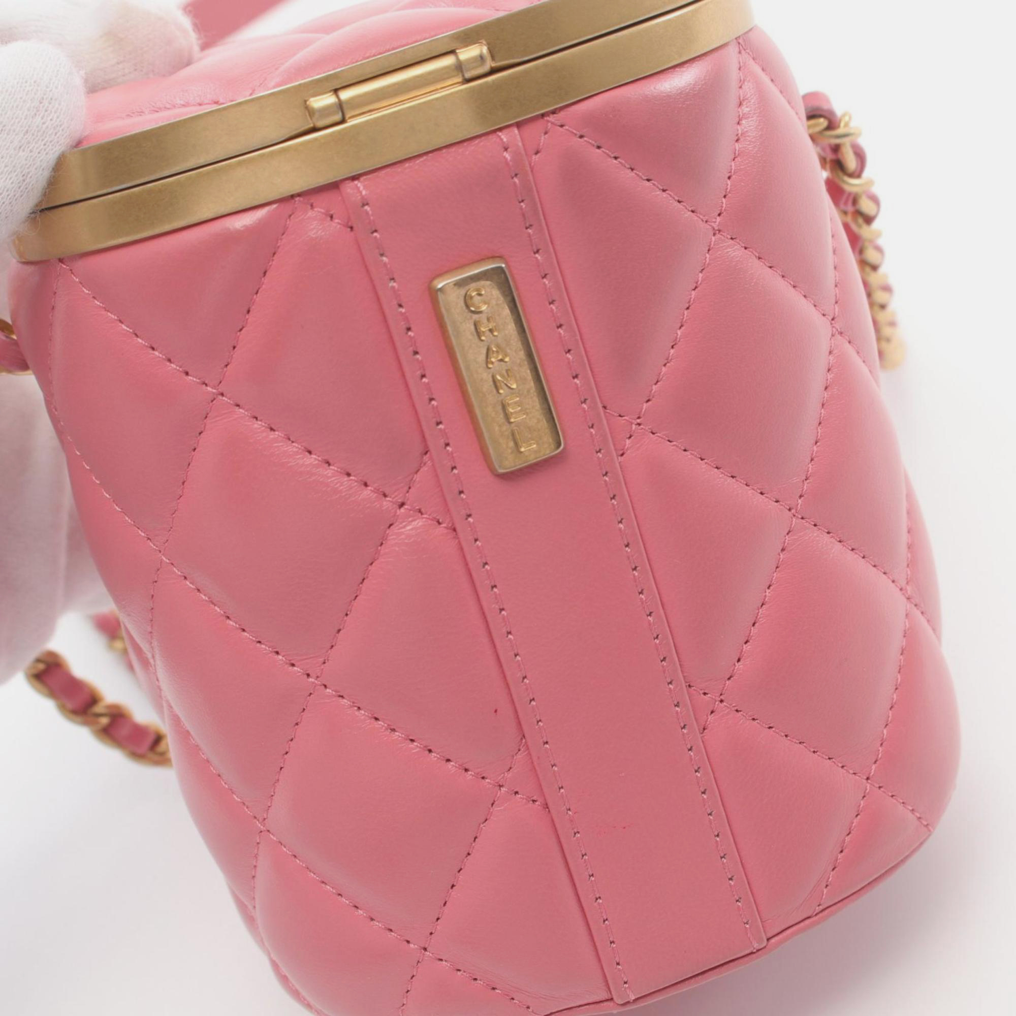 Chanel Lambskin Pink Matelasse Shoulder Bag