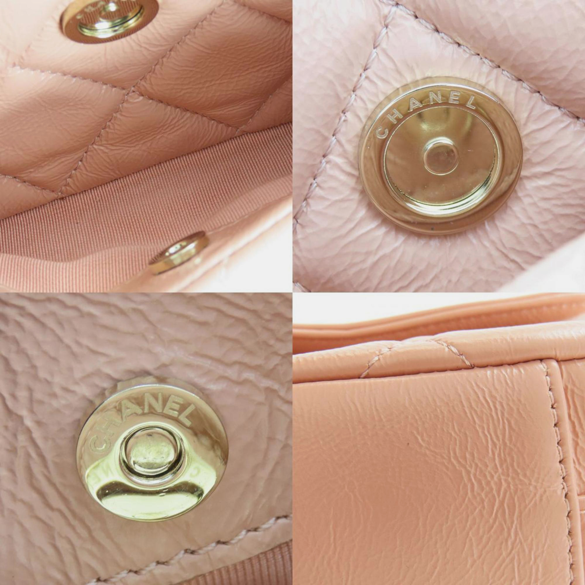 Chanel Leather Peach Beige Matelasse No. 29 Coco Mark Single Chain Shoulder Bag