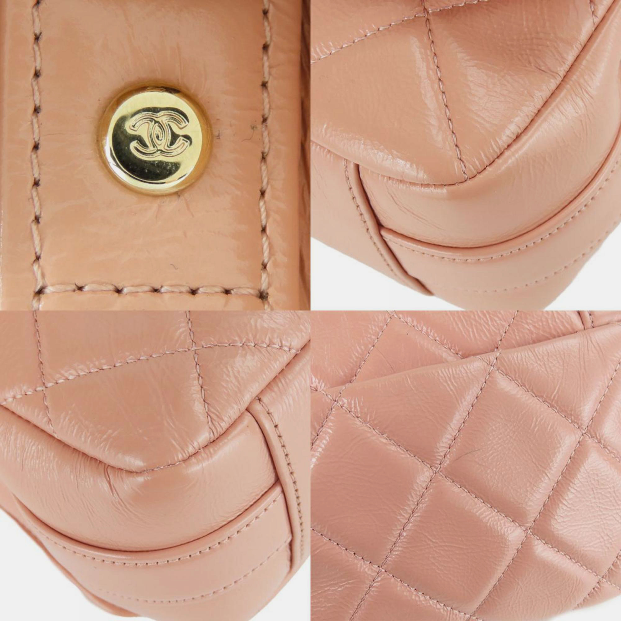 Chanel Leather Peach Beige Matelasse No. 29 Coco Mark Single Chain Shoulder Bag