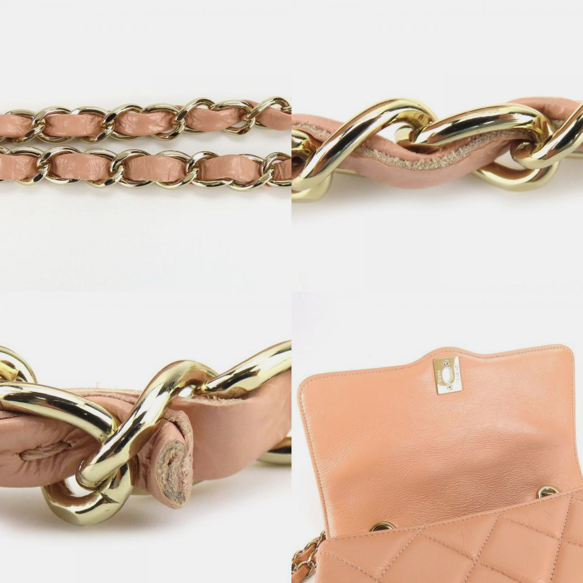 Chanel Leather Peach Beige Matelasse No. 29 Coco Mark Single Chain Shoulder Bag